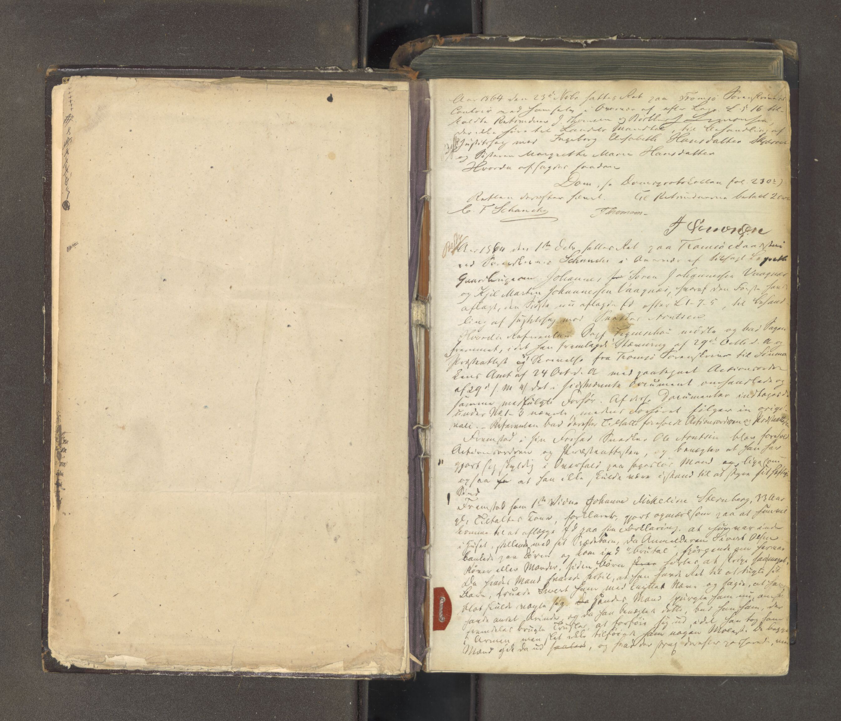 Tromsø sorenskriveri 1855-, AV/SATØ-S-0050/F/Fe/L0127: Ekstrarettsprotokoll med register, 1864-1870, s. 1a