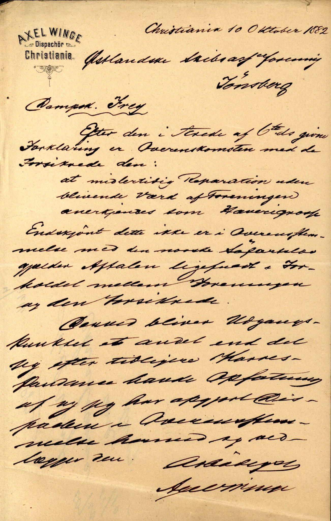 Pa 63 - Østlandske skibsassuranceforening, VEMU/A-1079/G/Ga/L0015/0010: Havaridokumenter / Cuba, Sirius, Freyr, Noatun, Frey, 1882, s. 130