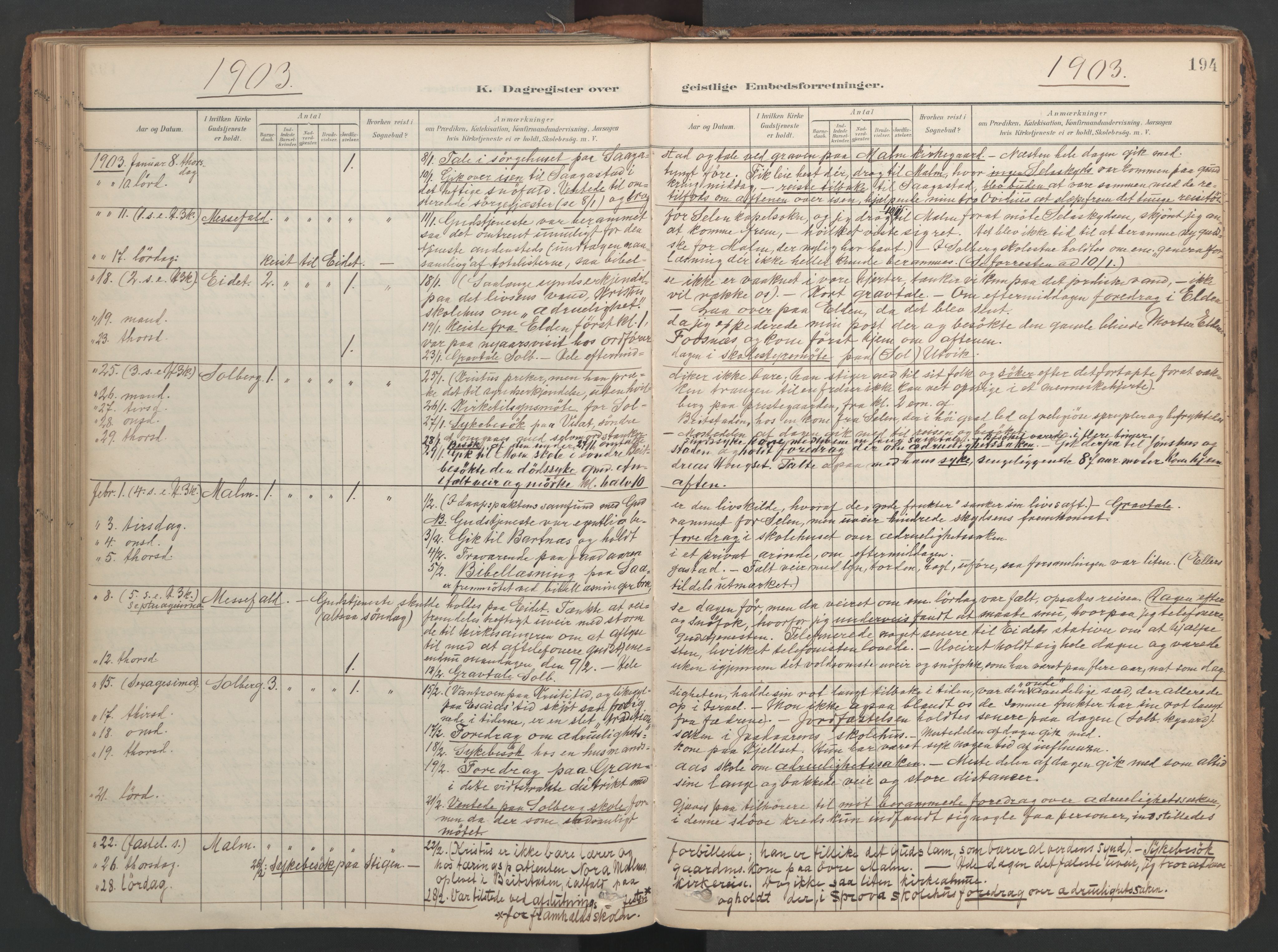 Ministerialprotokoller, klokkerbøker og fødselsregistre - Nord-Trøndelag, SAT/A-1458/741/L0397: Ministerialbok nr. 741A11, 1901-1911, s. 194