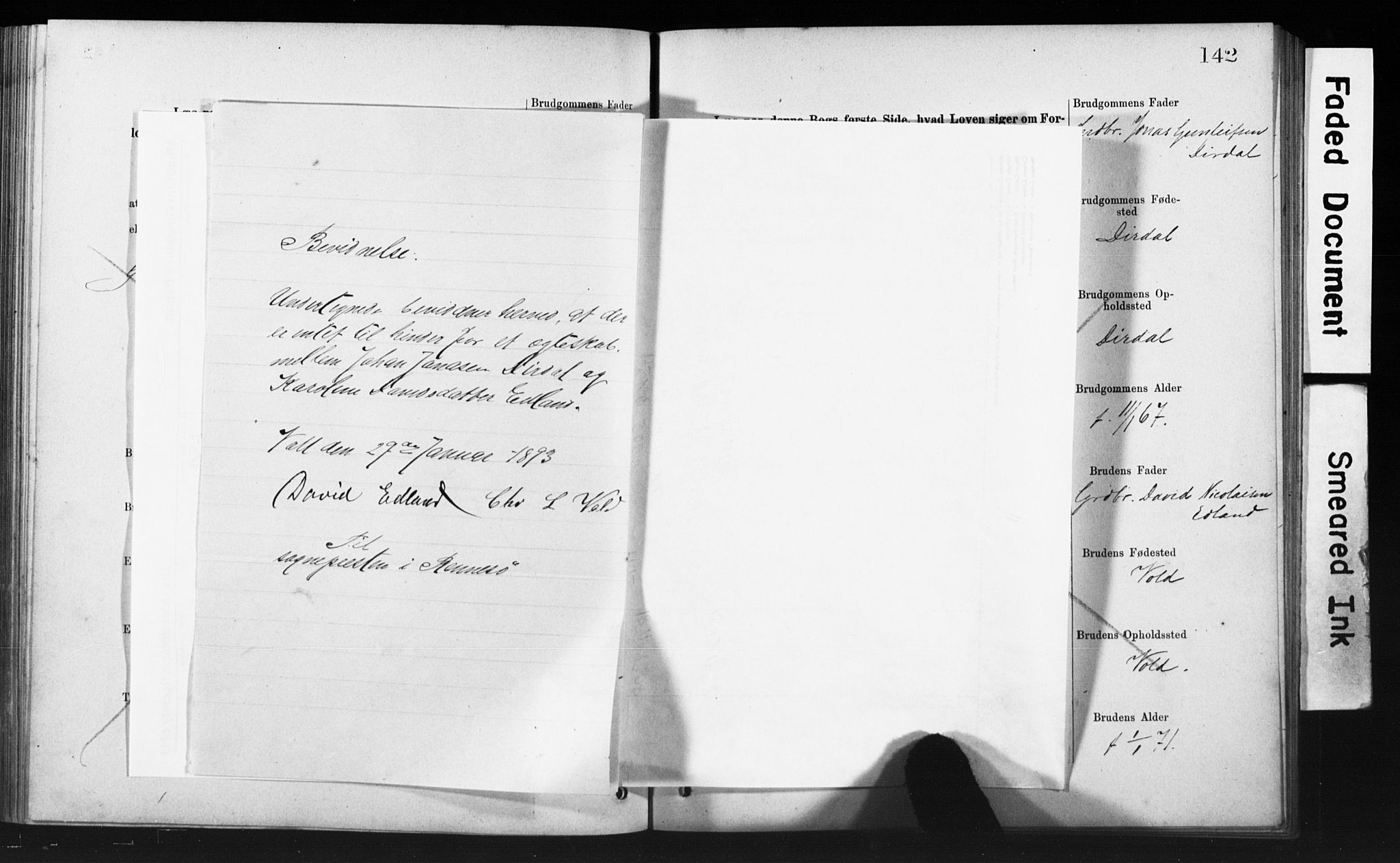 Rennesøy sokneprestkontor, AV/SAST-A -101827/I/Ie/L0001: Lysningsprotokoll nr. 1, 1873-1898, s. 142