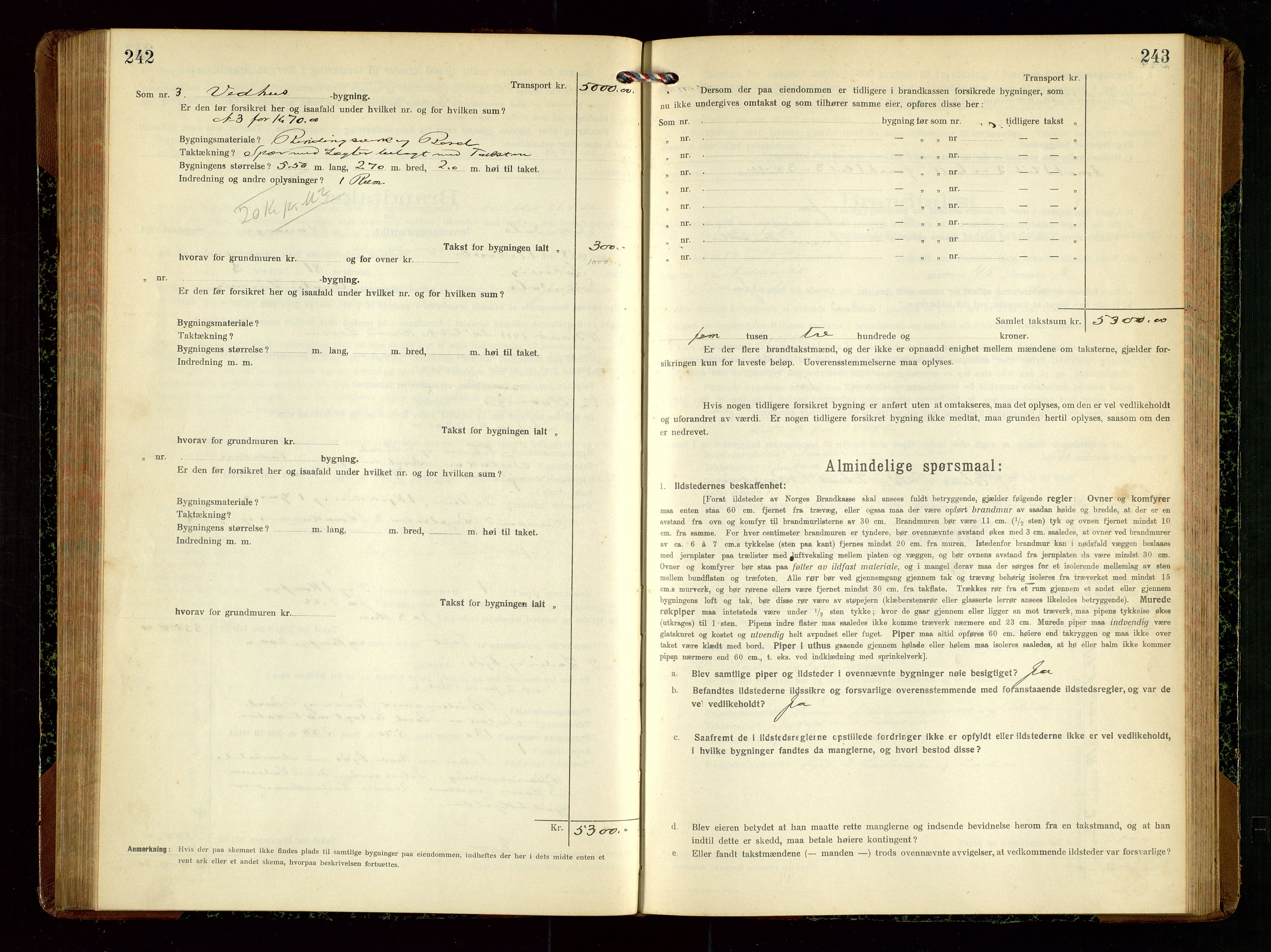 Sokndal lensmannskontor, SAST/A-100417/Gob/L0004: "Brandtakst-Protokol", 1917-1920, s. 242-243