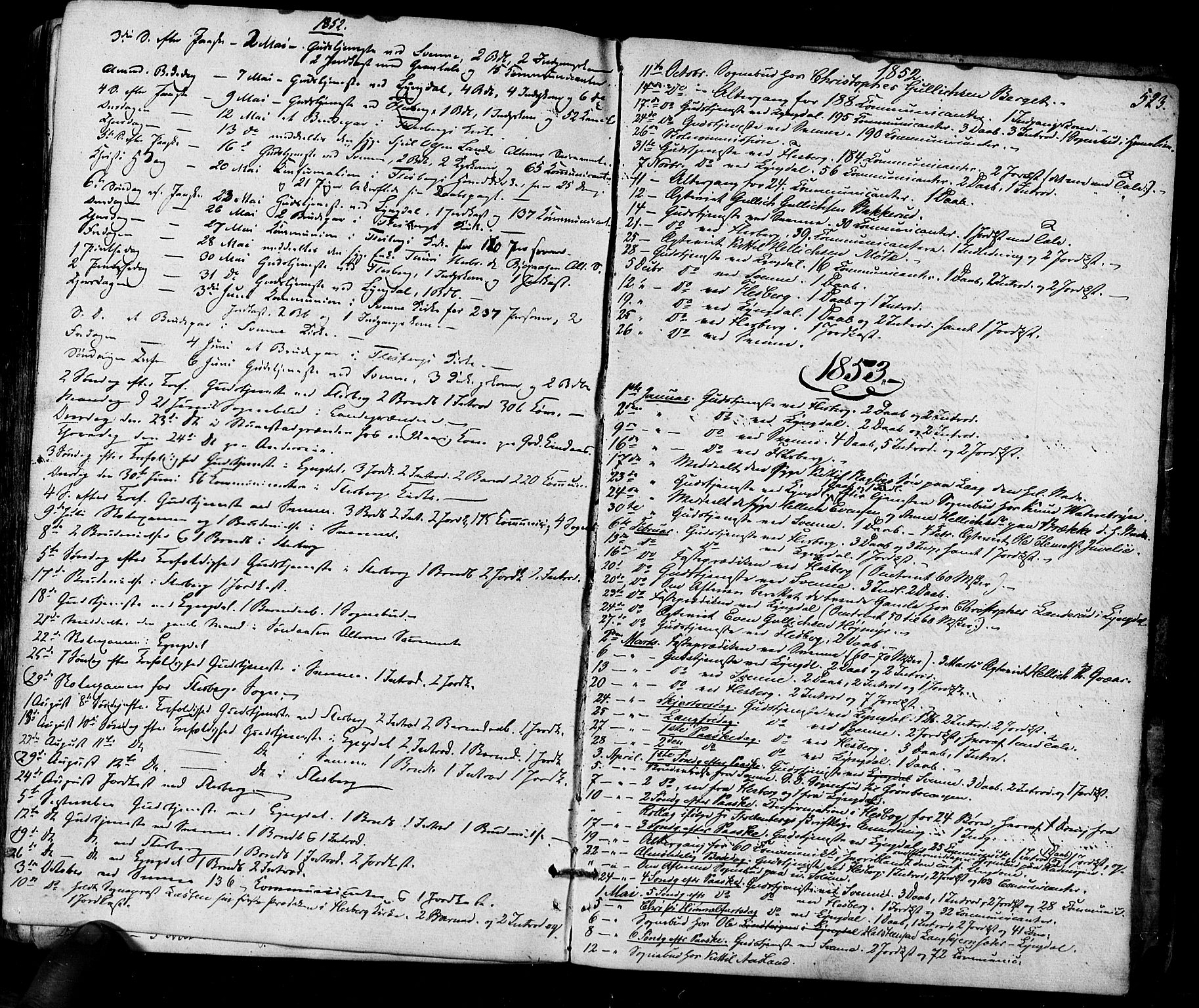 Flesberg kirkebøker, AV/SAKO-A-18/F/Fa/L0006: Ministerialbok nr. I 6, 1834-1860, s. 523