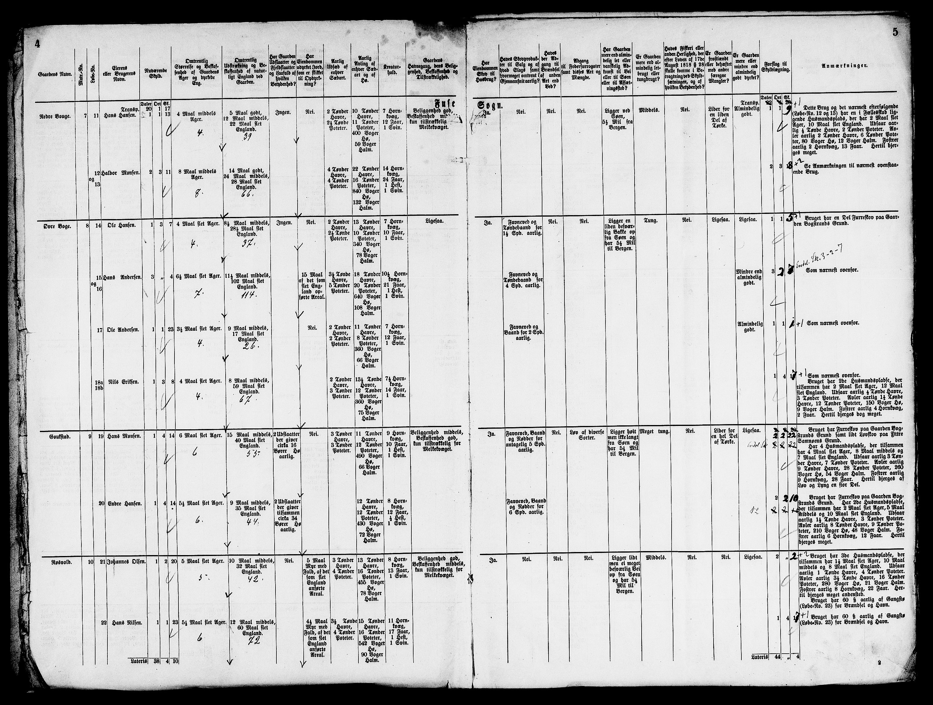 Matrikkelrevisjonen av 1863, AV/RA-S-1530/F/Fe/L0232: Fusa (Hålandsdalen, Strandvik), 1863