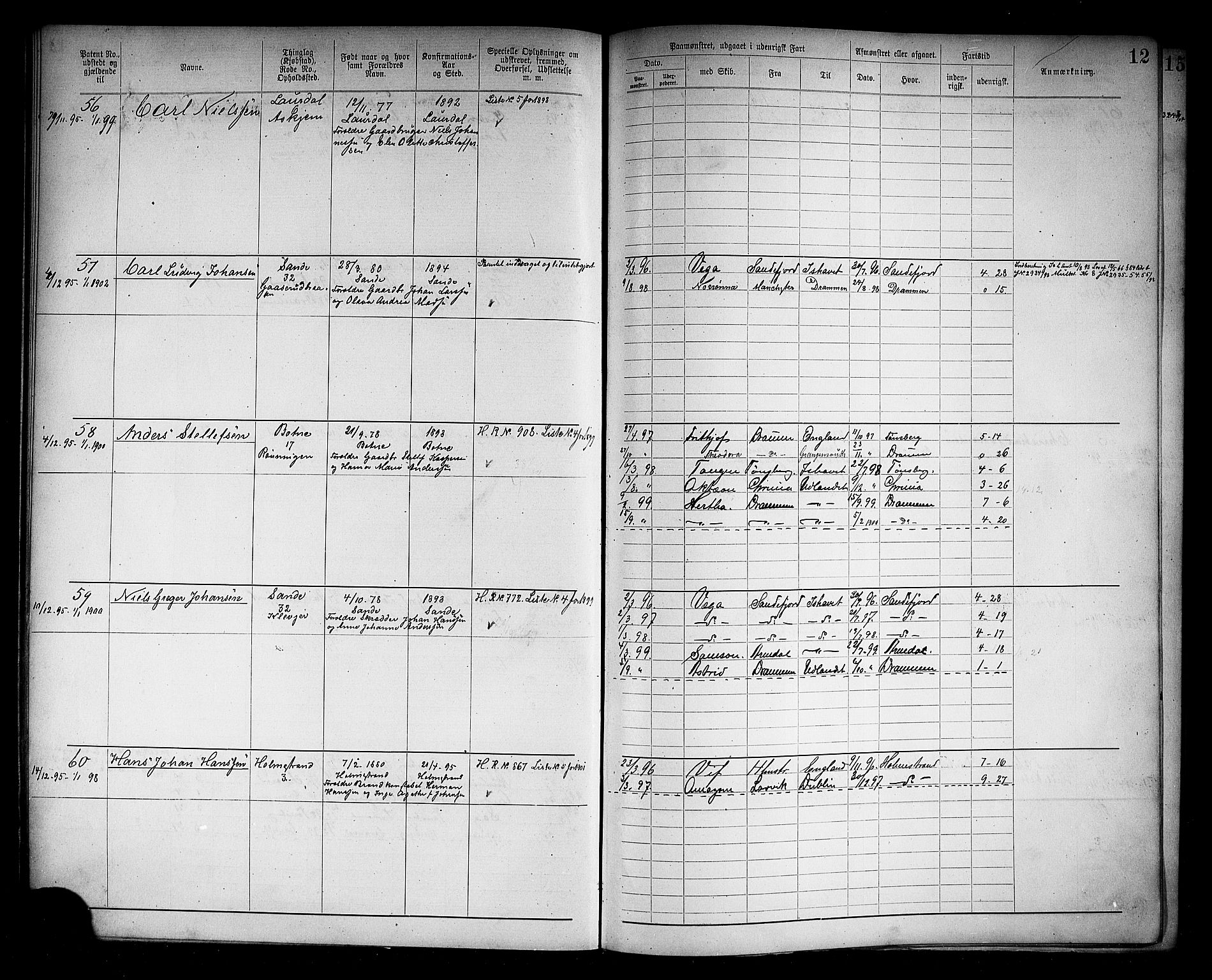 Holmestrand innrulleringskontor, AV/SAKO-A-1151/F/Fb/L0002: Annotasjonsrulle, 1894-1911, s. 15