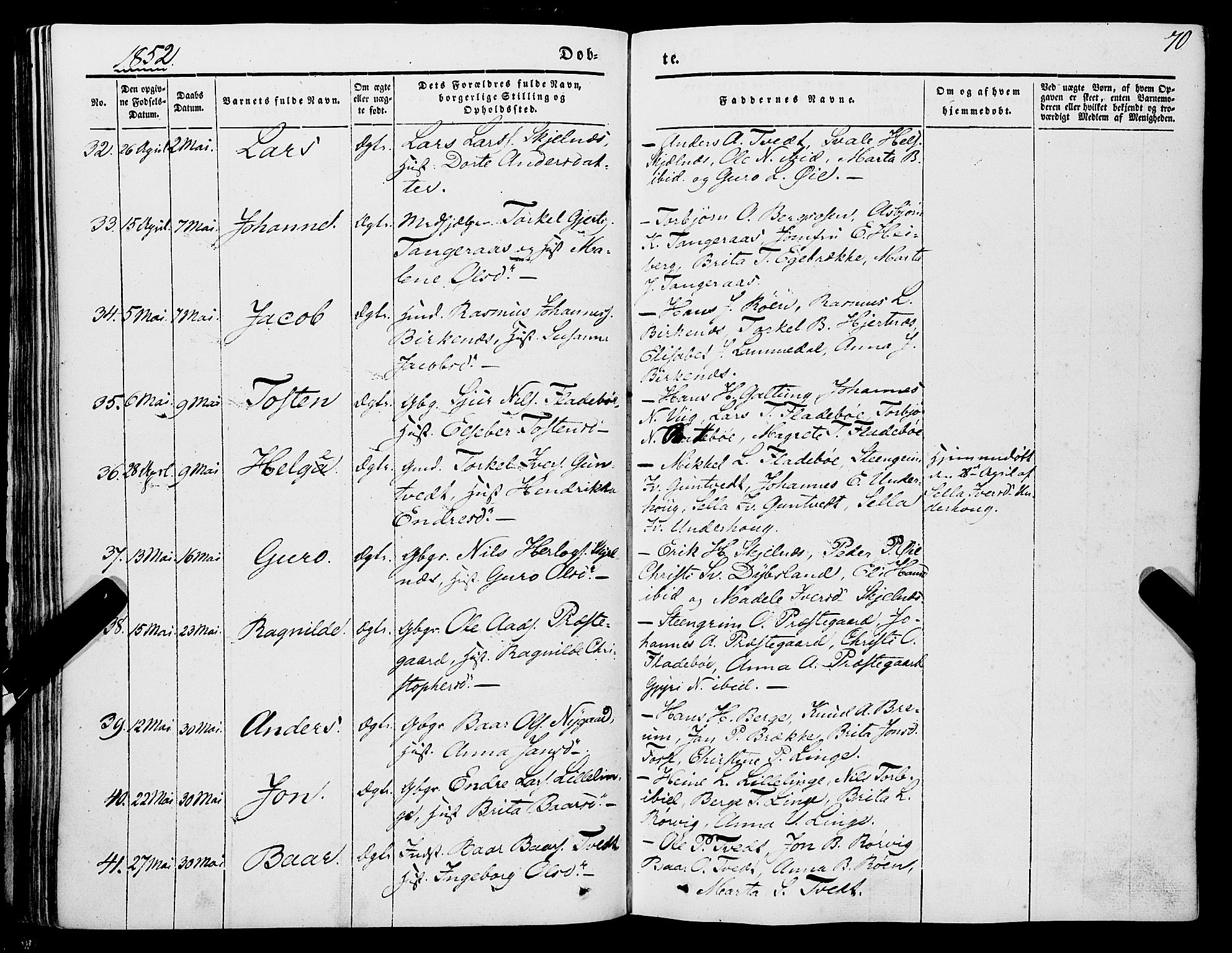 Strandebarm sokneprestembete, AV/SAB-A-78401/H/Haa: Ministerialbok nr. A 7, 1844-1872, s. 70