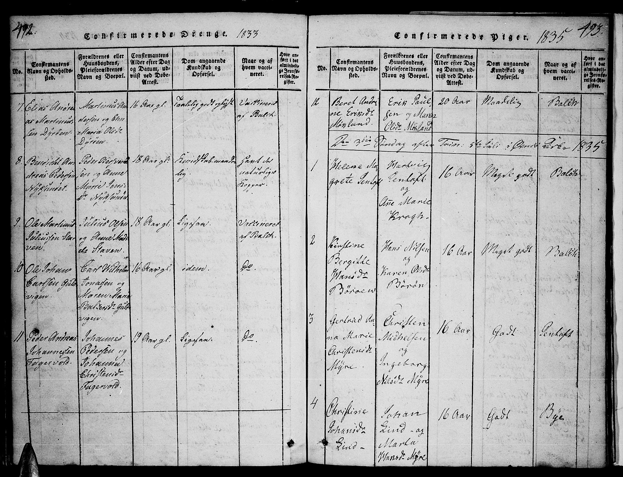 Ministerialprotokoller, klokkerbøker og fødselsregistre - Nordland, AV/SAT-A-1459/893/L1331: Ministerialbok nr. 893A04, 1820-1840, s. 492-493