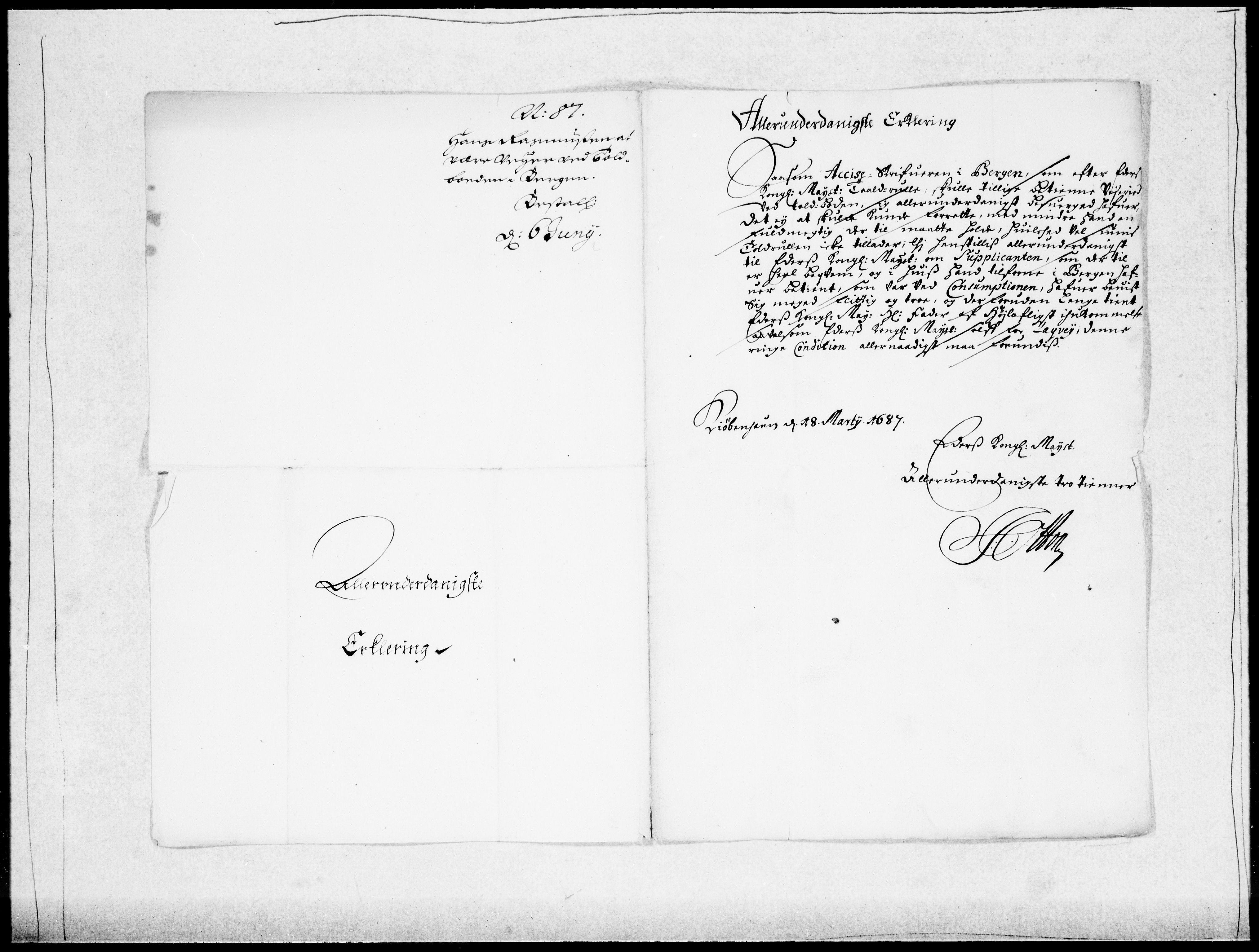 Danske Kanselli 1572-1799, AV/RA-EA-3023/F/Fc/Fcc/Fcca/L0040: Norske innlegg 1572-1799, 1686-1687, s. 409