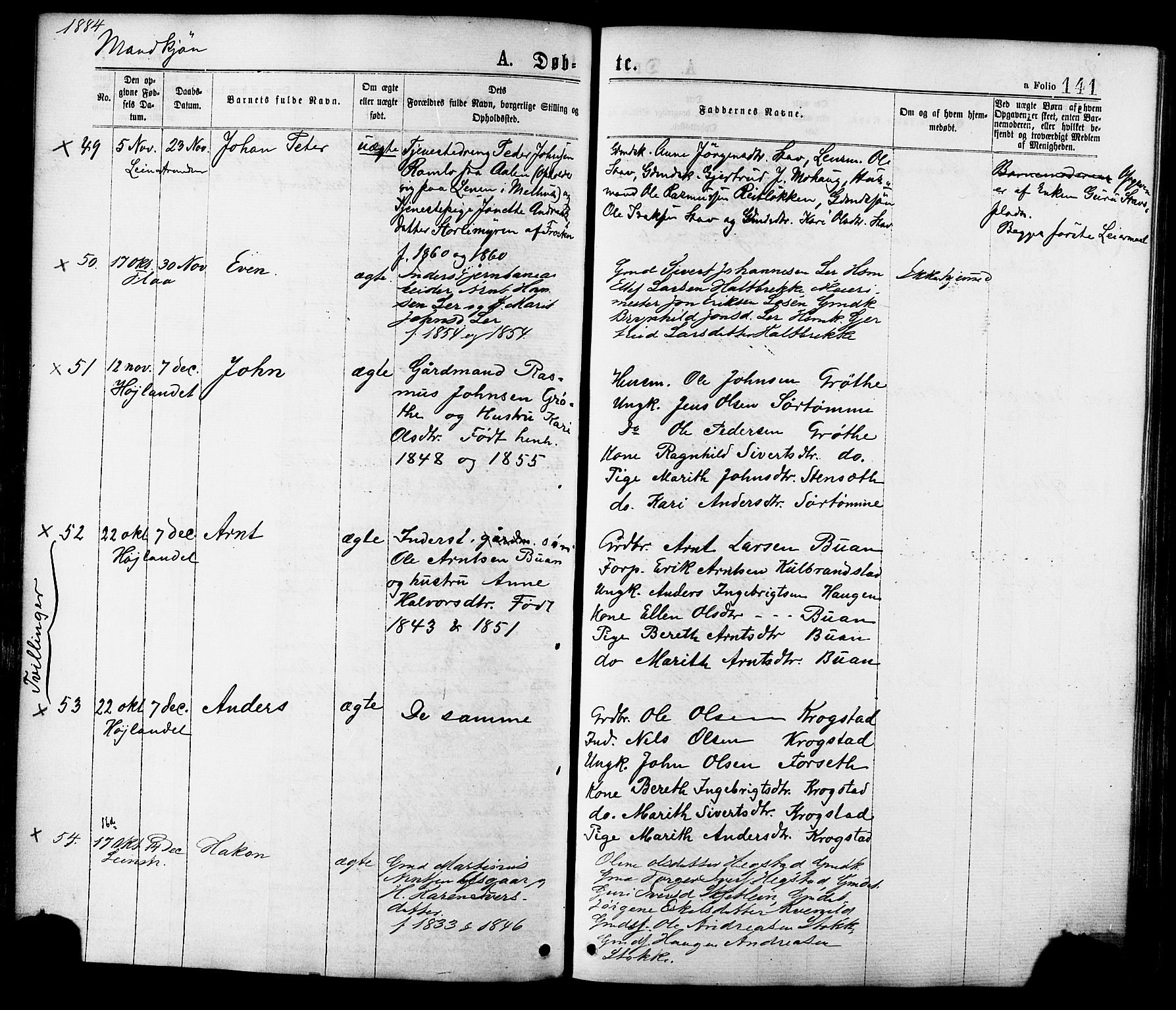 Ministerialprotokoller, klokkerbøker og fødselsregistre - Sør-Trøndelag, AV/SAT-A-1456/691/L1079: Ministerialbok nr. 691A11, 1873-1886, s. 141