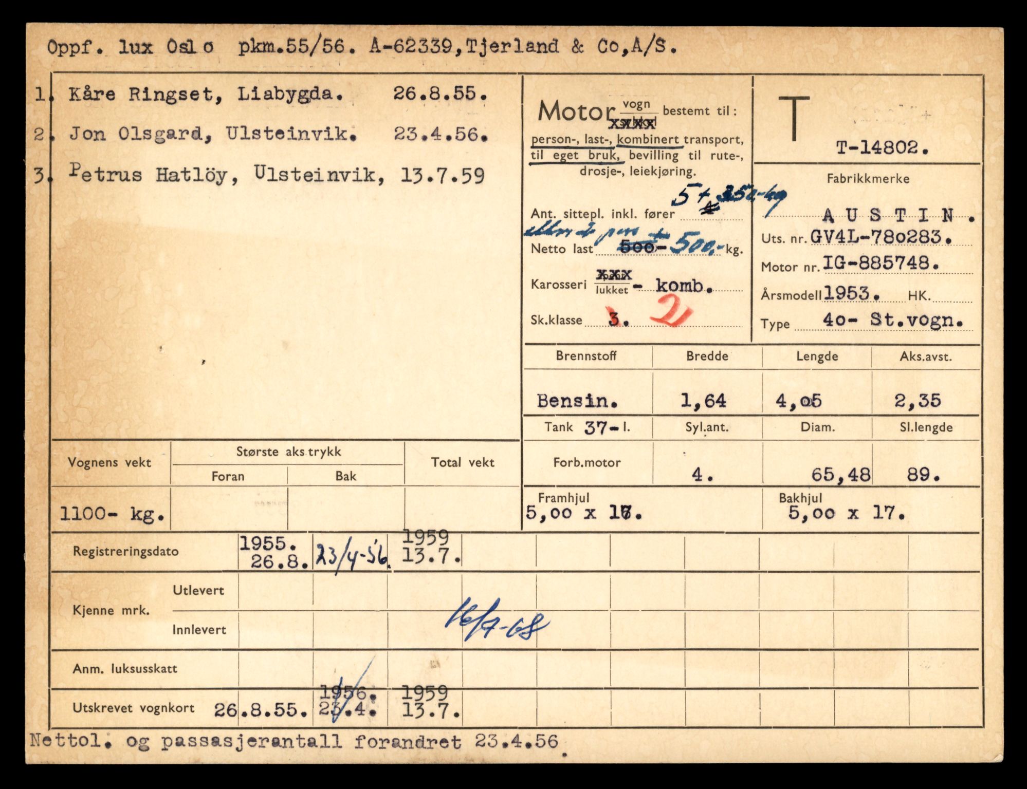 Møre og Romsdal vegkontor - Ålesund trafikkstasjon, AV/SAT-A-4099/F/Fe/L0048: Registreringskort for kjøretøy T 14721 - T 14863, 1927-1998, s. 1701
