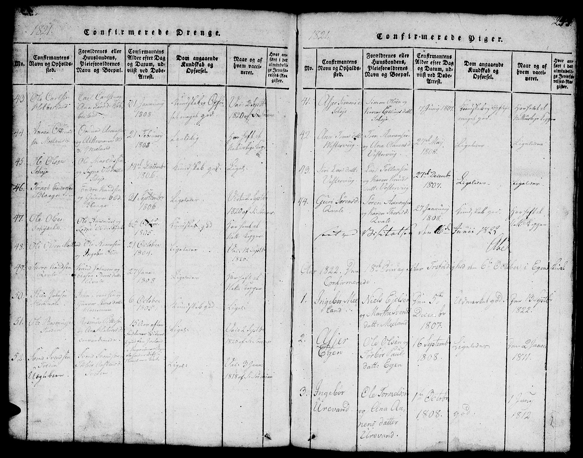 Hægebostad sokneprestkontor, SAK/1111-0024/F/Fb/Fbb/L0001: Klokkerbok nr. B 1, 1816-1850, s. 244