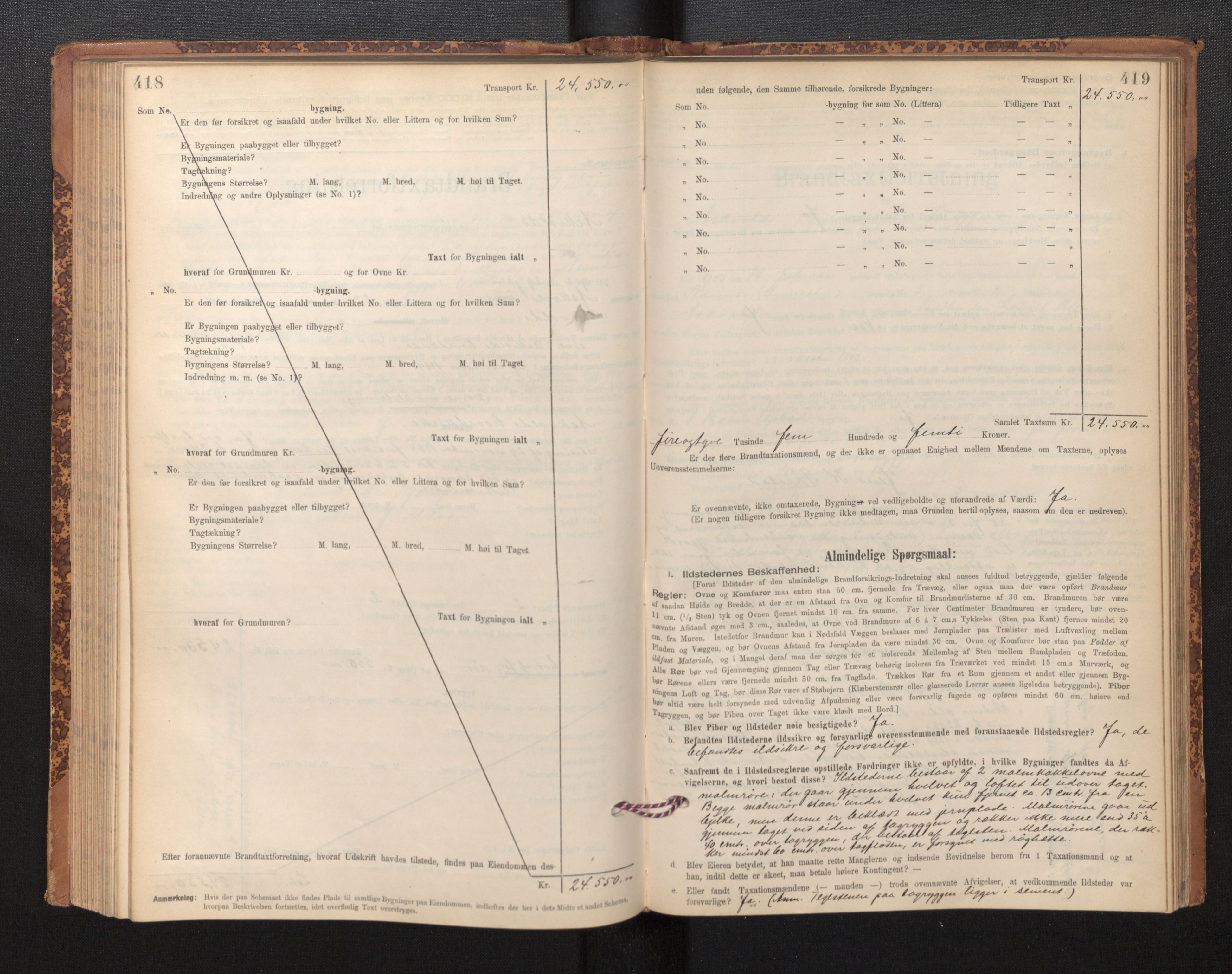 Lensmannen i Askvoll, SAB/A-26301/0012/L0004: Branntakstprotokoll, skjematakst og liste over branntakstmenn, 1895-1932, s. 418-419