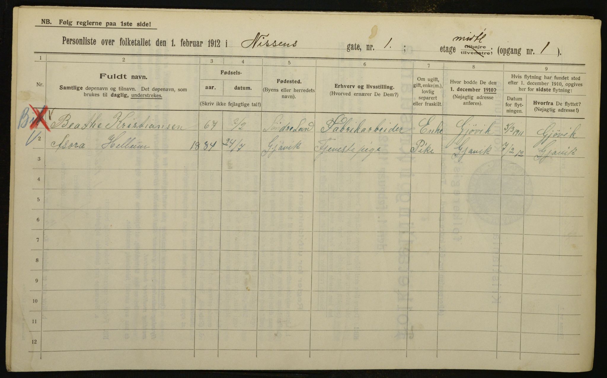 OBA, Kommunal folketelling 1.2.1912 for Kristiania, 1912, s. 71729