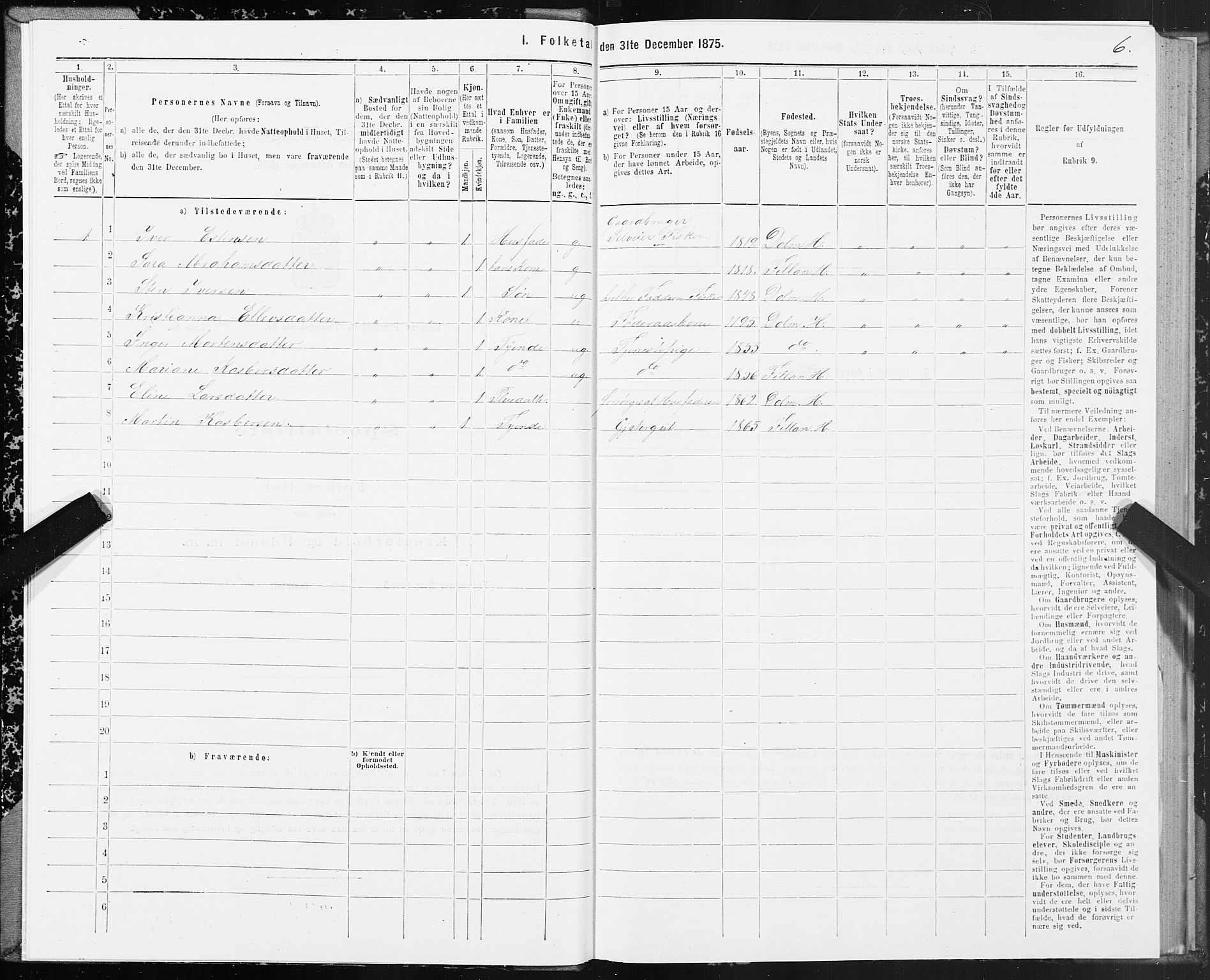 SAT, Folketelling 1875 for 1617P Hitra prestegjeld, 1875, s. 3006