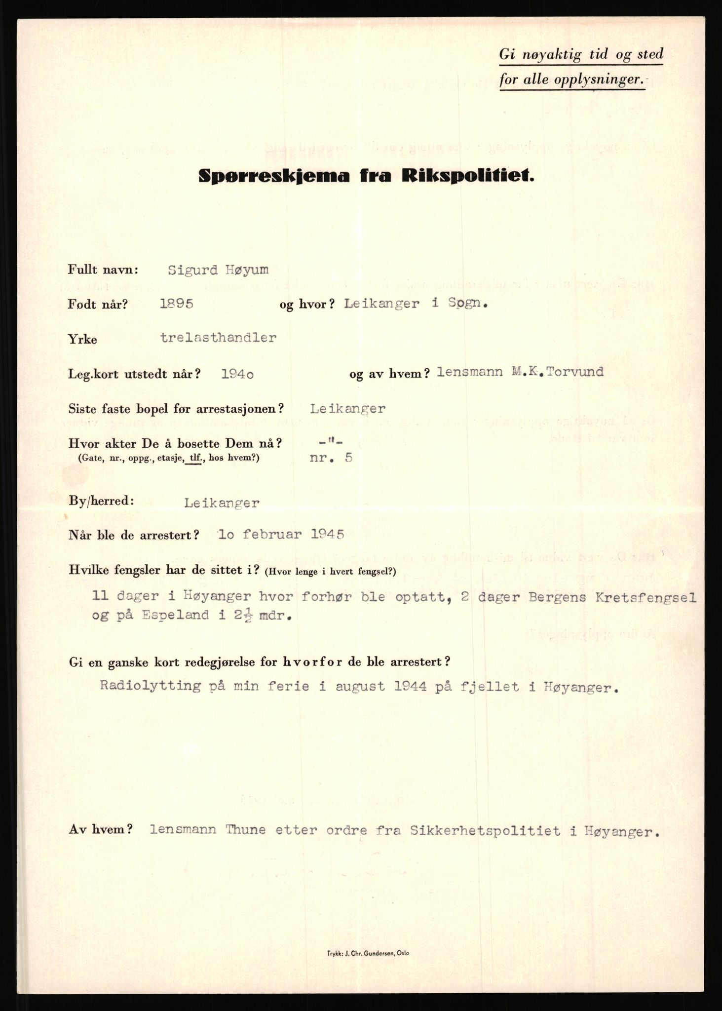 Rikspolitisjefen, AV/RA-S-1560/L/L0007: Heen, Erik C. - Iversen, Trygve, 1940-1945, s. 907