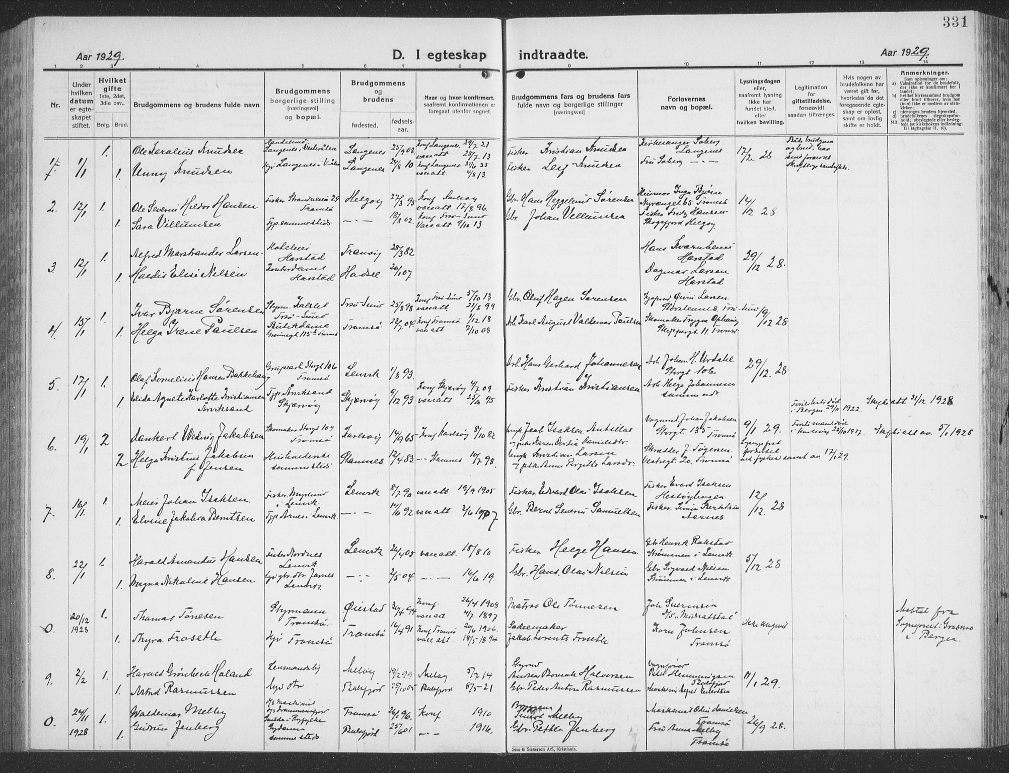 Tromsø sokneprestkontor/stiftsprosti/domprosti, AV/SATØ-S-1343/G/Gb/L0010klokker: Klokkerbok nr. 10, 1925-1937, s. 331