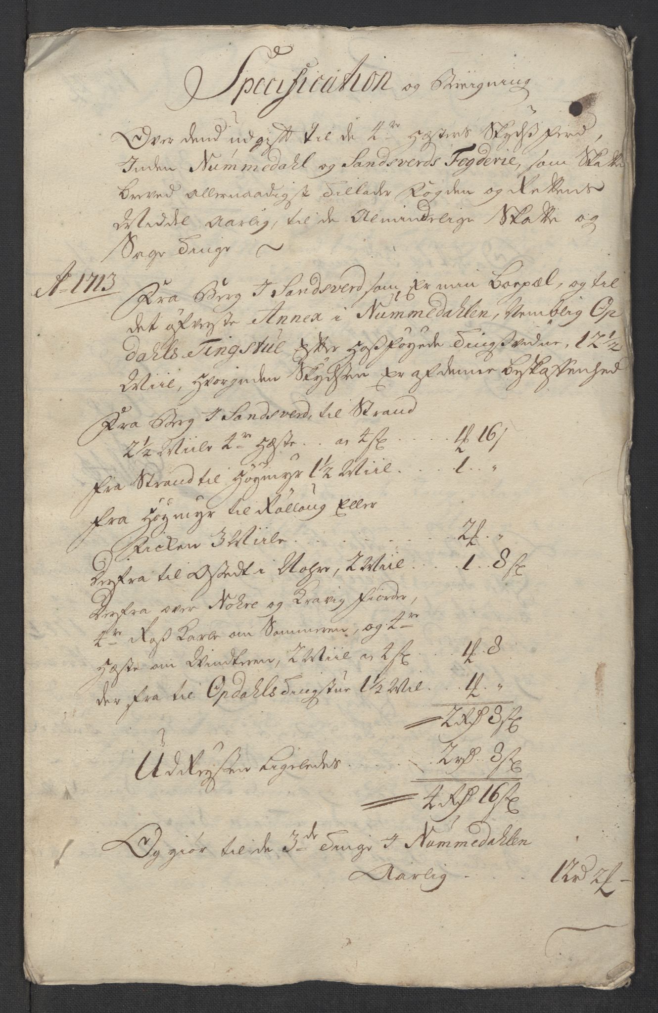 Rentekammeret inntil 1814, Reviderte regnskaper, Fogderegnskap, AV/RA-EA-4092/R24/L1588: Fogderegnskap Numedal og Sandsvær, 1713, s. 13