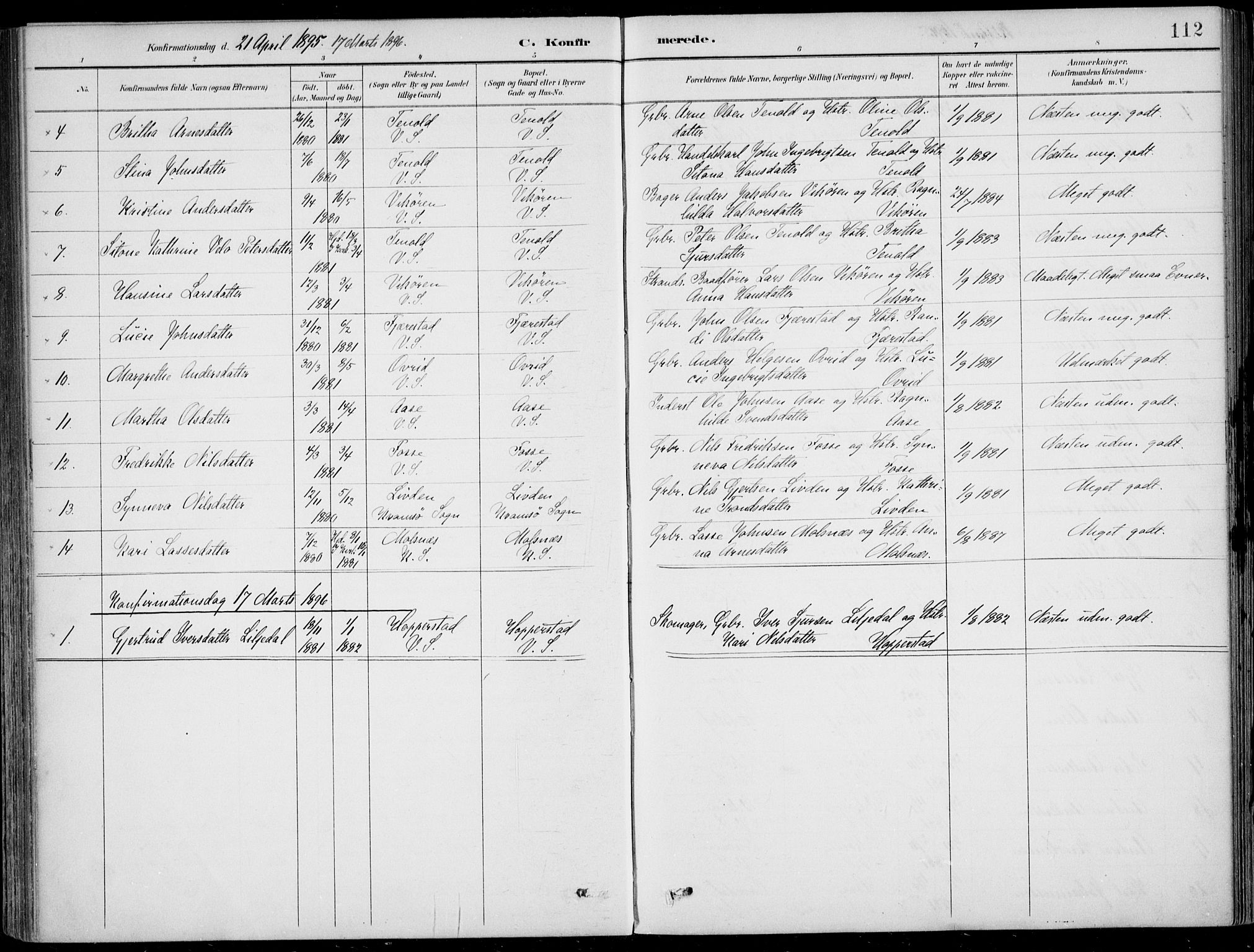 Vik sokneprestembete, AV/SAB-A-81501/H/Haa/Haab/L0002: Ministerialbok nr. B  2, 1891-1907, s. 112