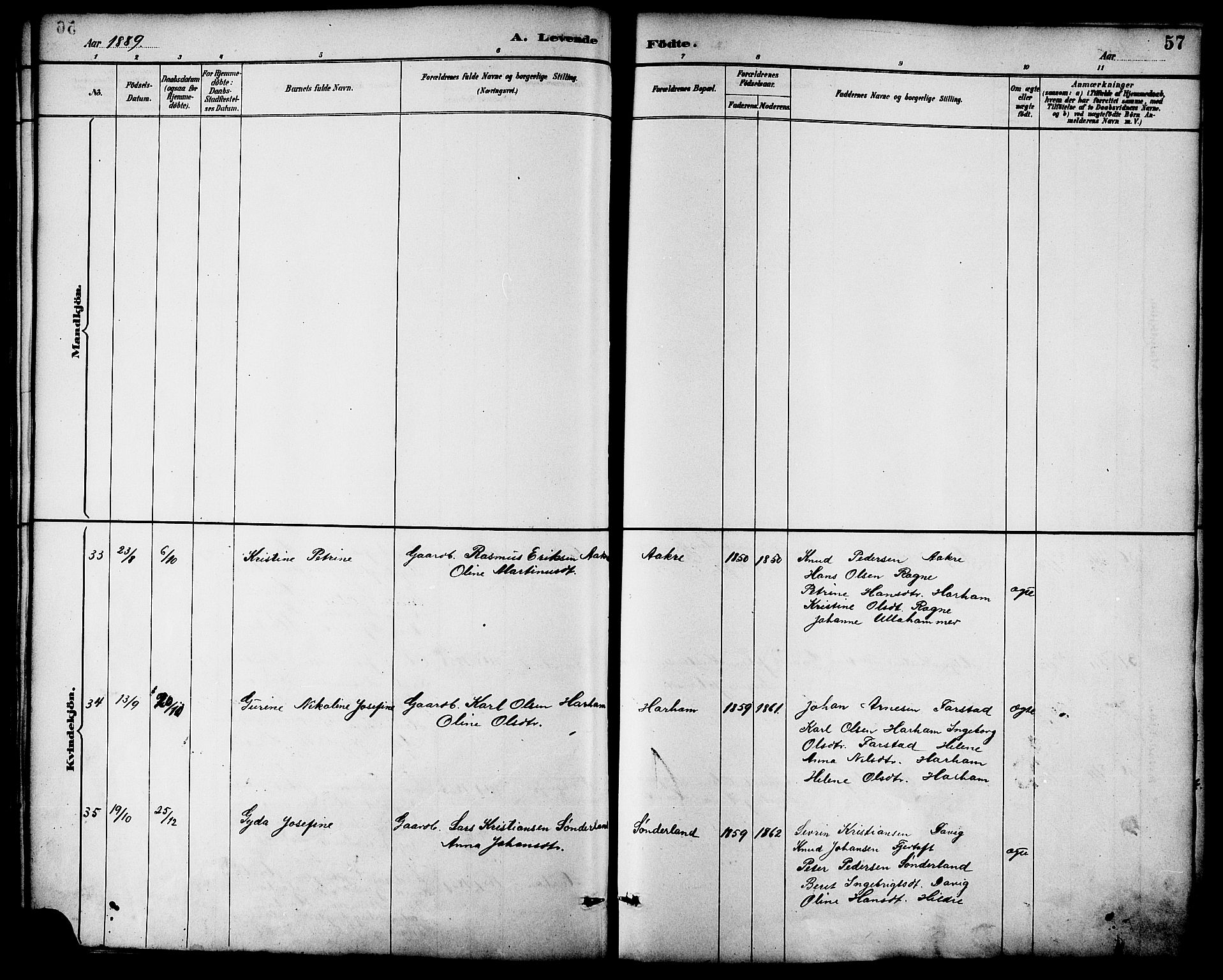 Ministerialprotokoller, klokkerbøker og fødselsregistre - Møre og Romsdal, AV/SAT-A-1454/536/L0501: Ministerialbok nr. 536A10, 1884-1896, s. 57