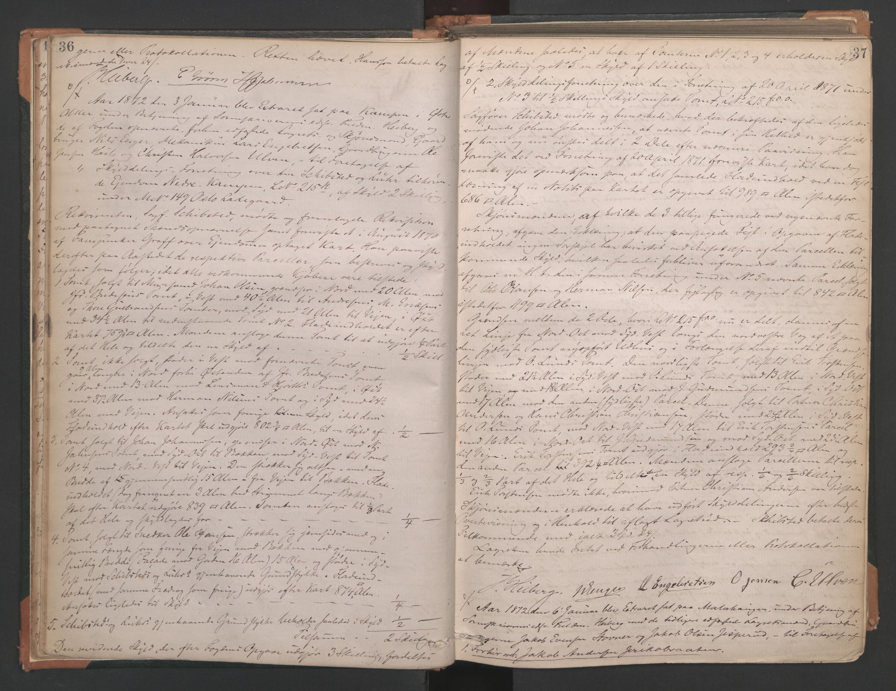 Aker sorenskriveri, AV/SAO-A-10895/F/Fc/Fcb/L0039: Ekstrarettsprotokoll, 1871-1874, s. 36-37