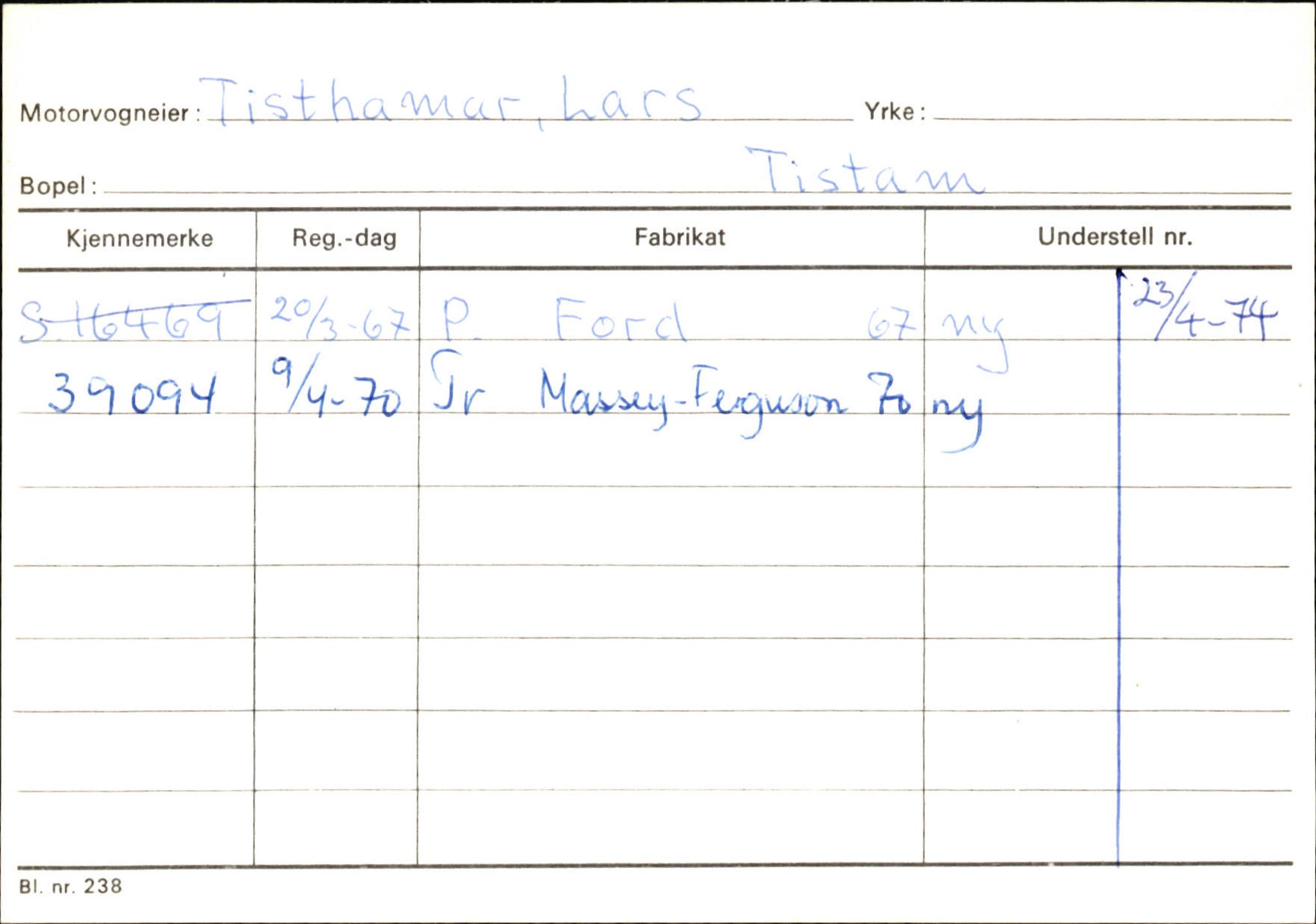 Statens vegvesen, Sogn og Fjordane vegkontor, AV/SAB-A-5301/4/F/L0131: Eigarregister Høyanger P-Å. Stryn S-Å, 1945-1975, s. 1944