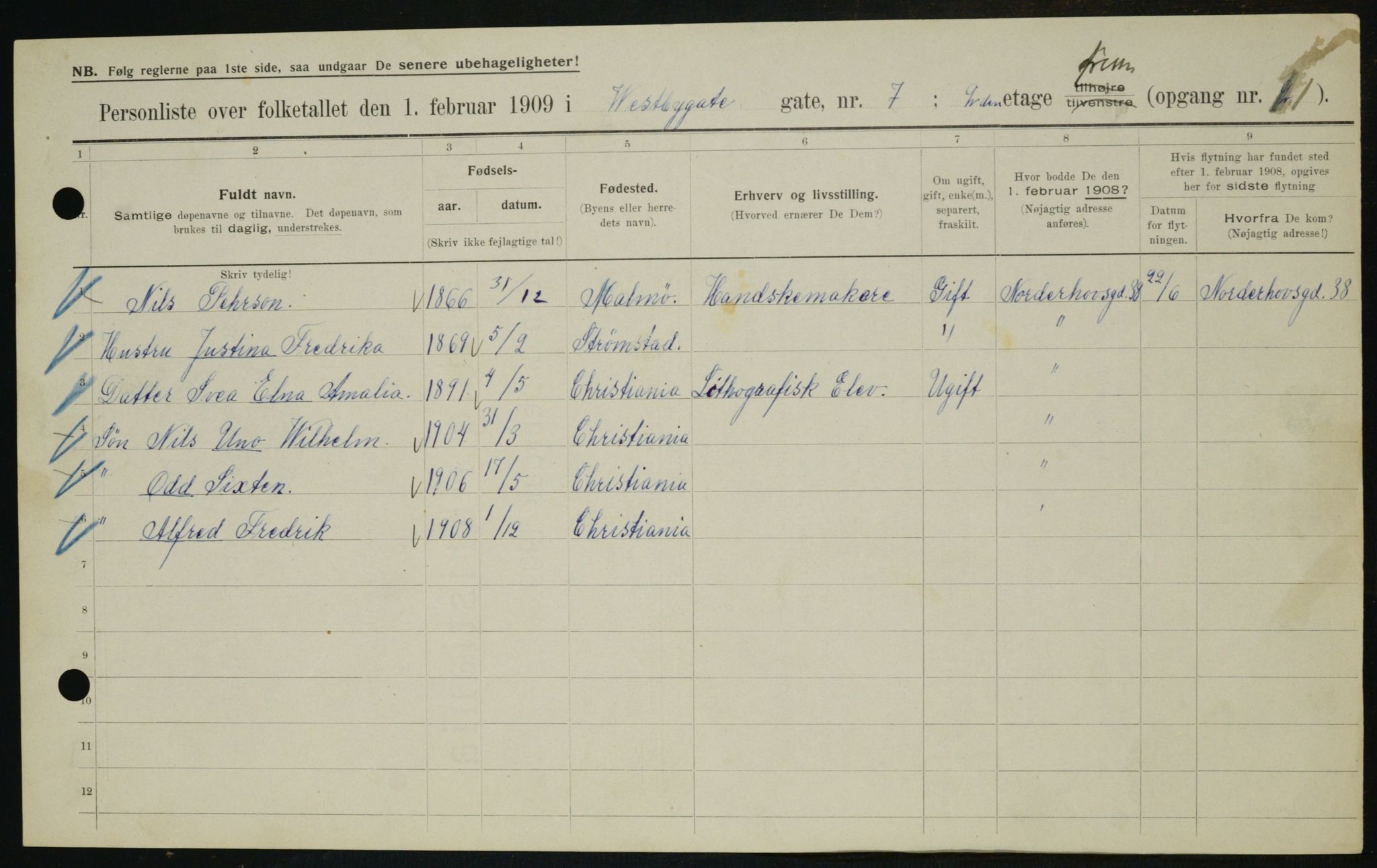 OBA, Kommunal folketelling 1.2.1909 for Kristiania kjøpstad, 1909, s. 90549