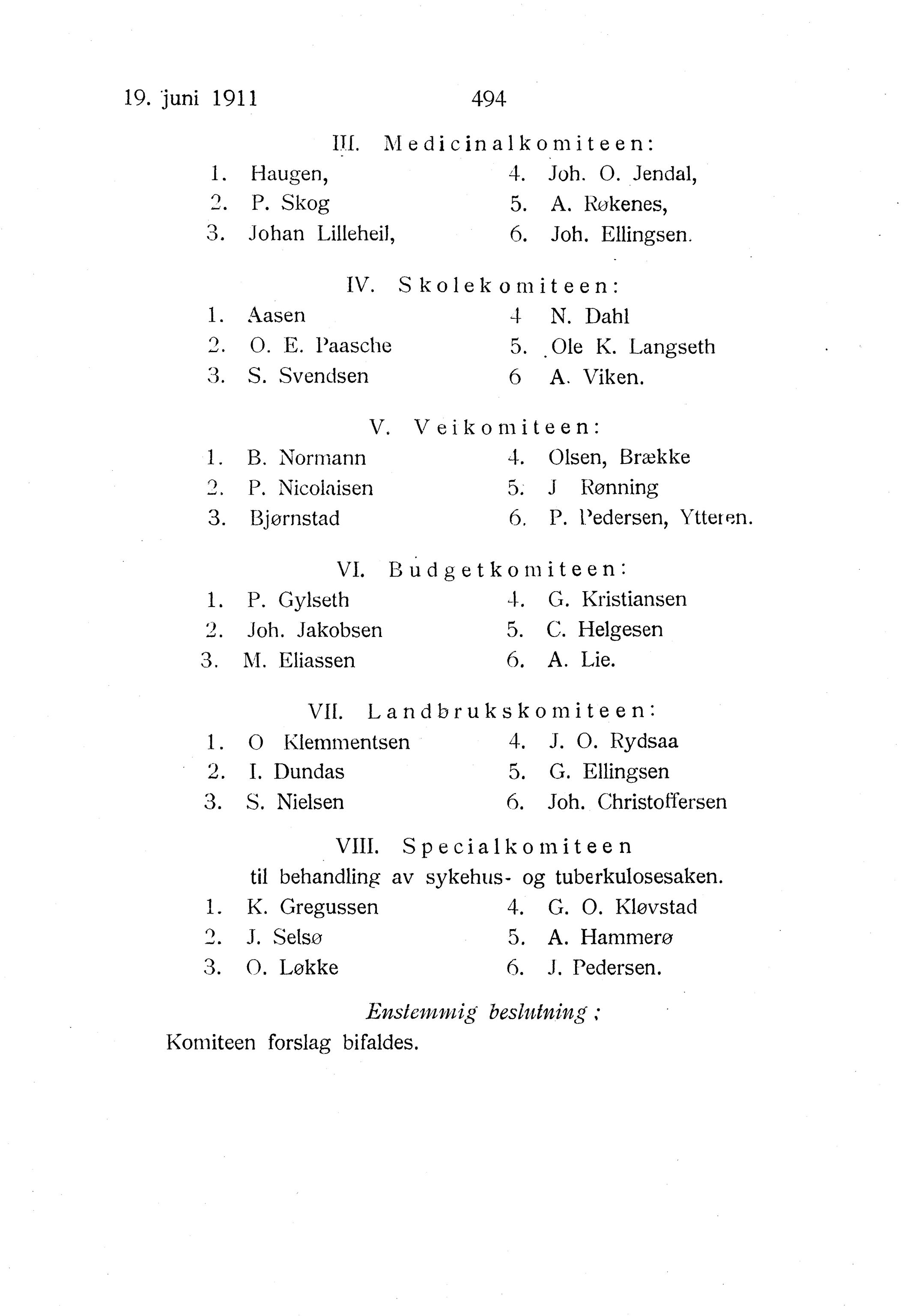 Nordland Fylkeskommune. Fylkestinget, AIN/NFK-17/176/A/Ac/L0034: Fylkestingsforhandlinger 1911, 1911