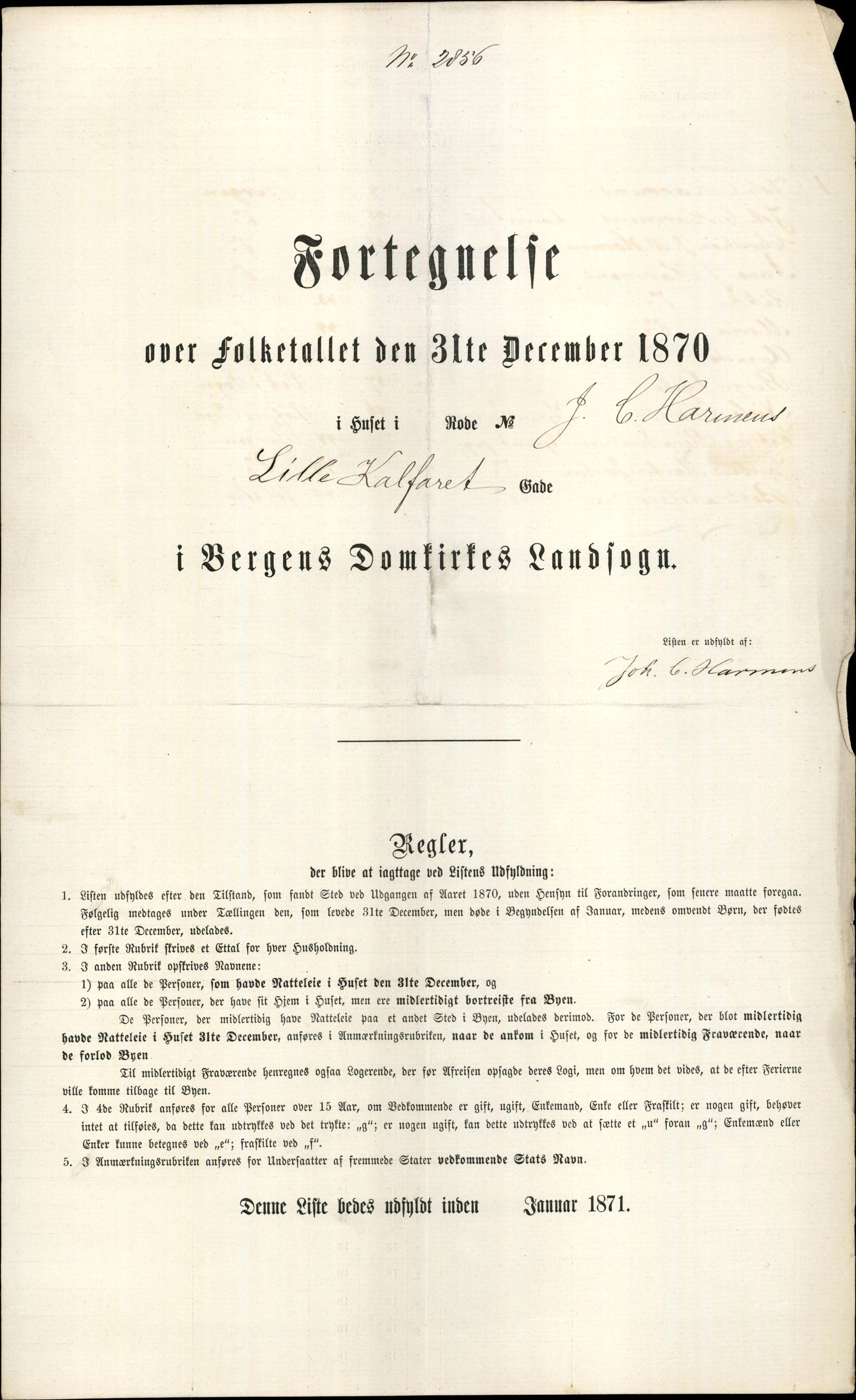 RA, Folketelling 1870 for 1301 Bergen kjøpstad, 1870