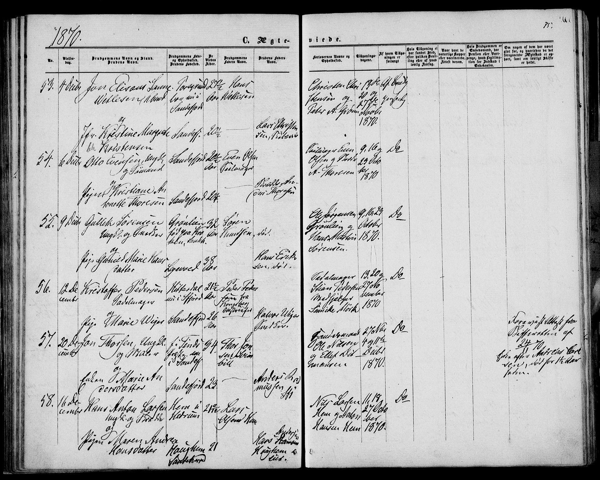 Sandar kirkebøker, AV/SAKO-A-243/F/Fa/L0009: Ministerialbok nr. 9, 1862-1871, s. 75