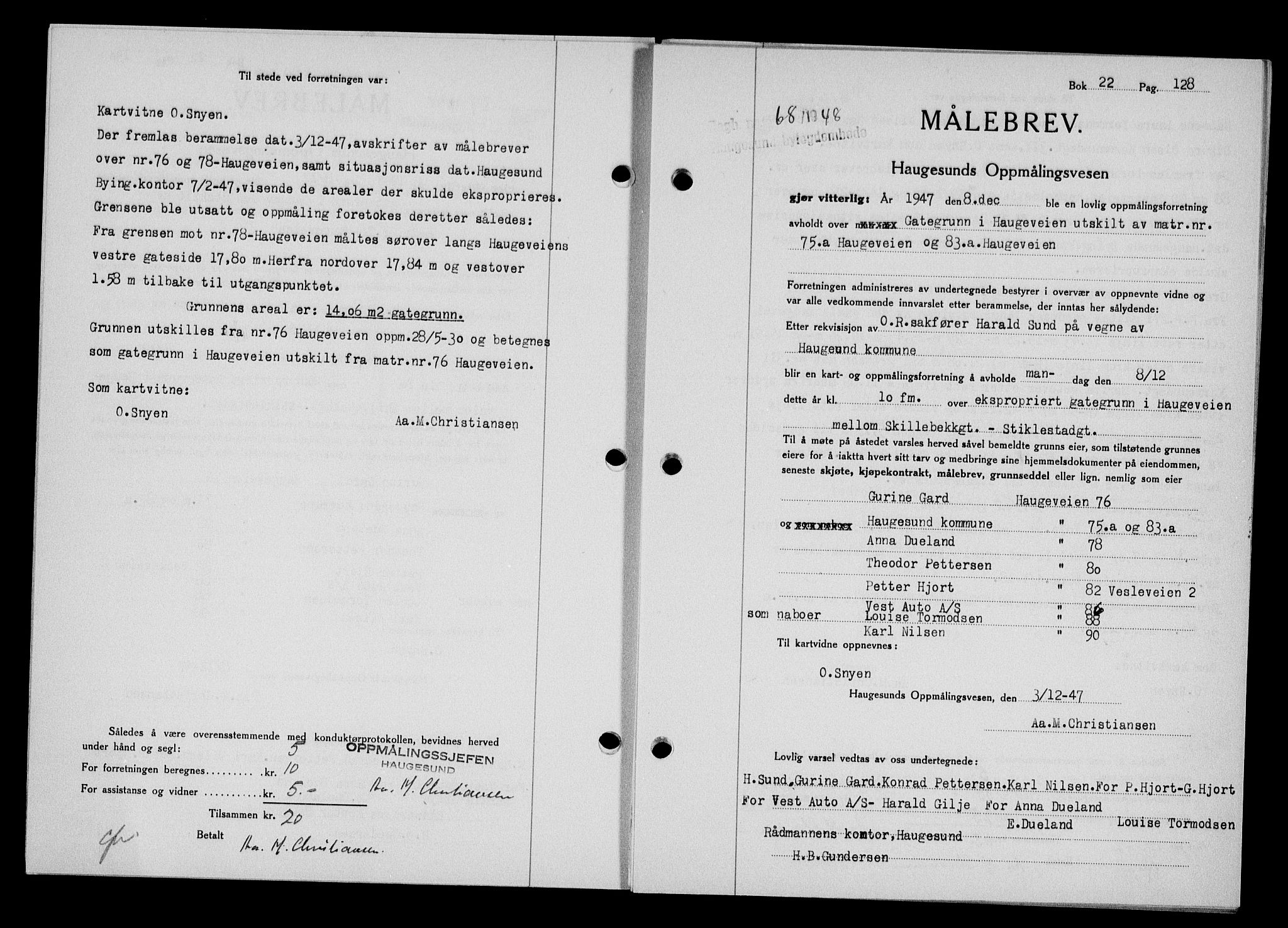 Haugesund tingrett, SAST/A-101415/01/II/IIC/L0063: Pantebok nr. A 4, 1946-1948, Dagboknr: 68/1948