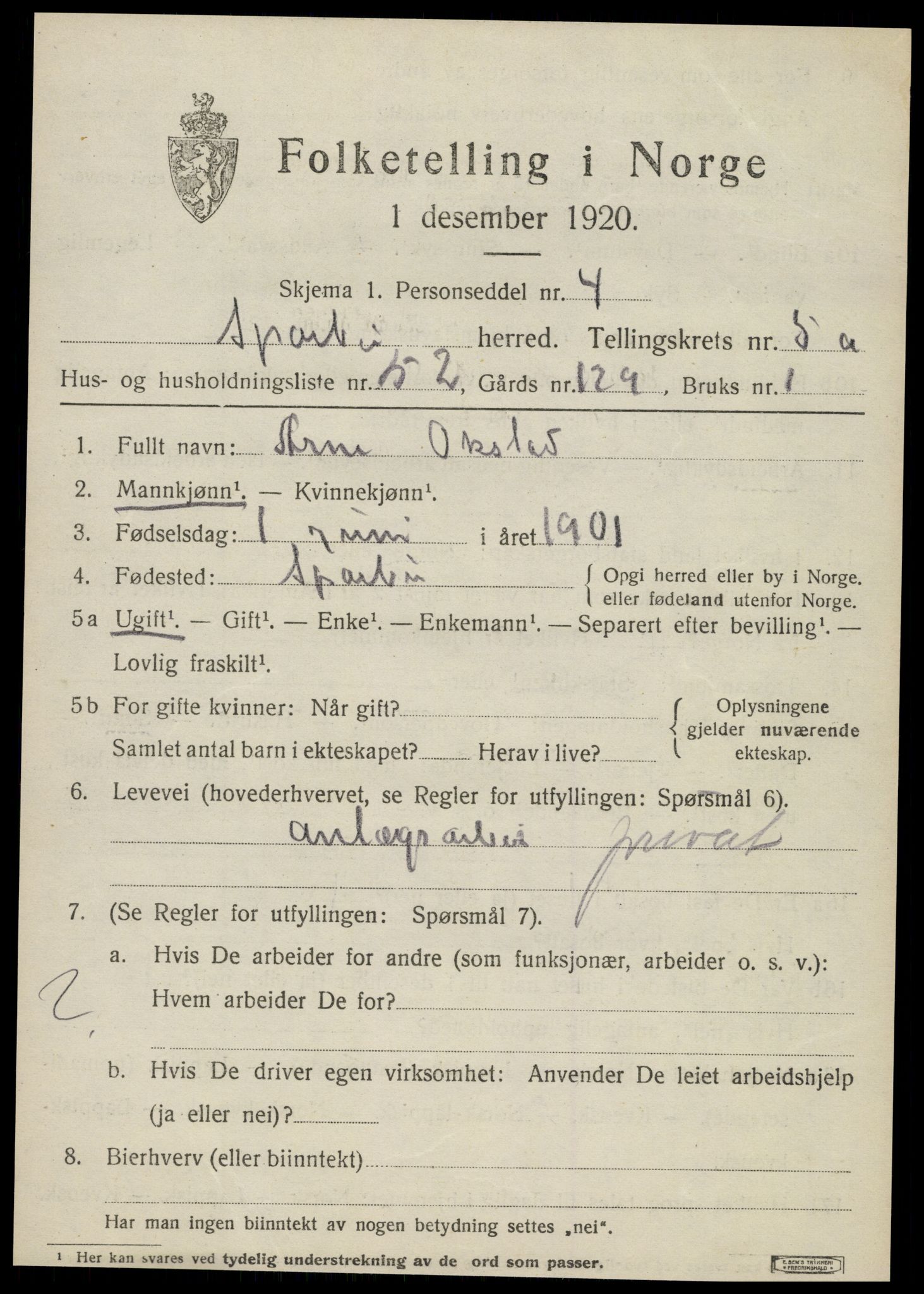 SAT, Folketelling 1920 for 1731 Sparbu herred, 1920, s. 6789
