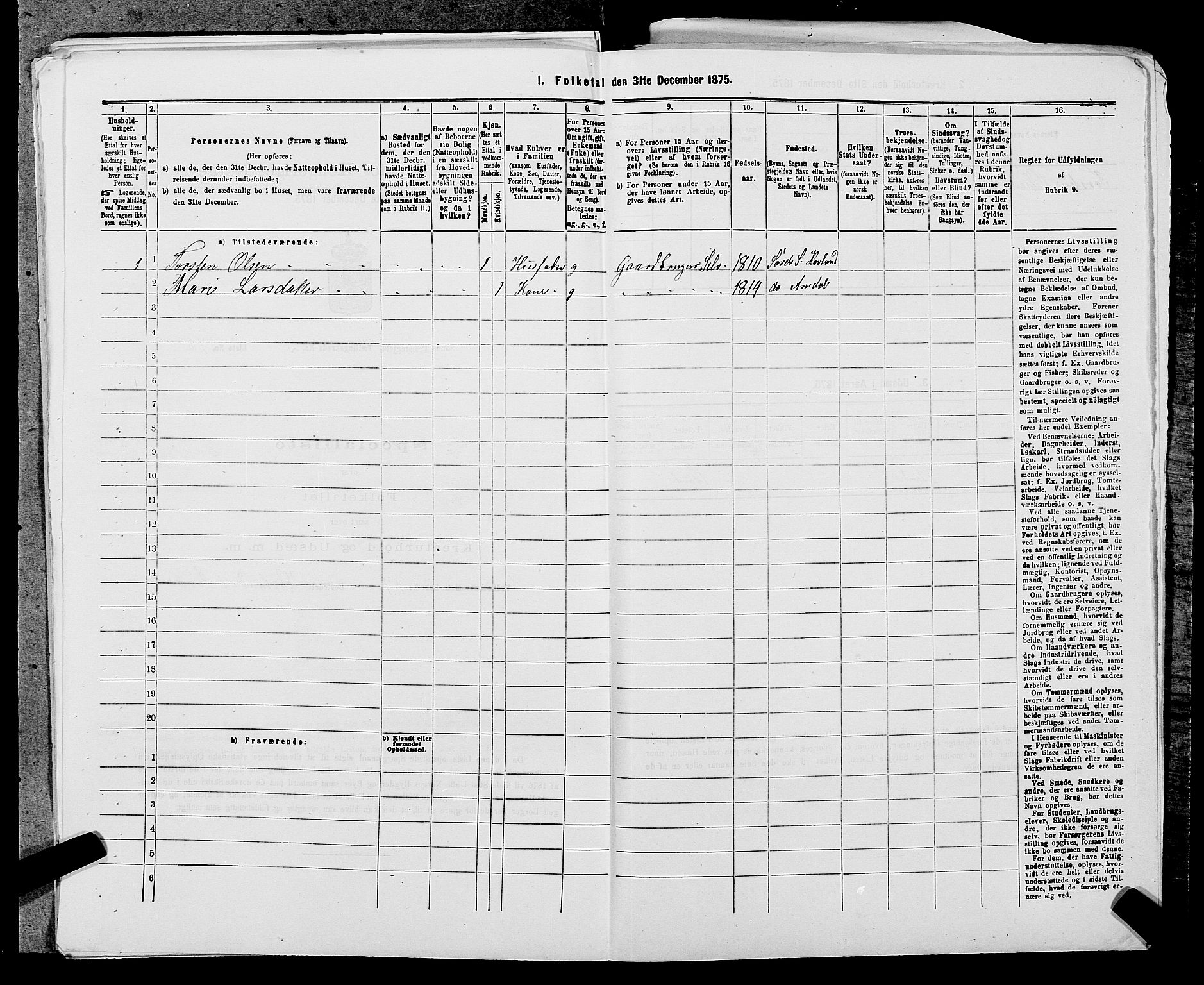 SAST, Folketelling 1875 for 1136P Sand prestegjeld, 1875, s. 1002