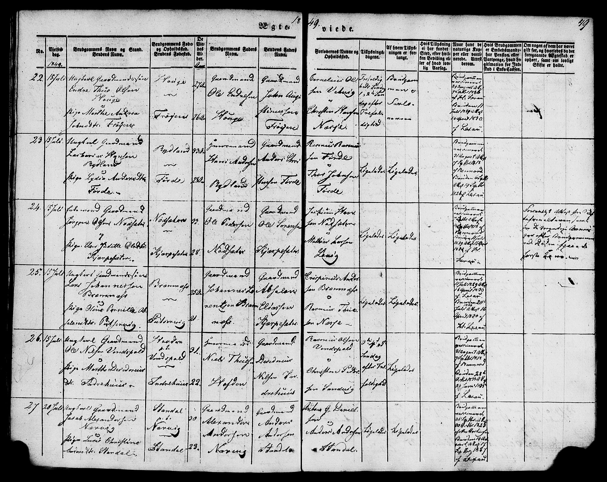 Kinn sokneprestembete, AV/SAB-A-80801/H/Haa/Haaa/L0009: Ministerialbok nr. A 9, 1841-1852, s. 49