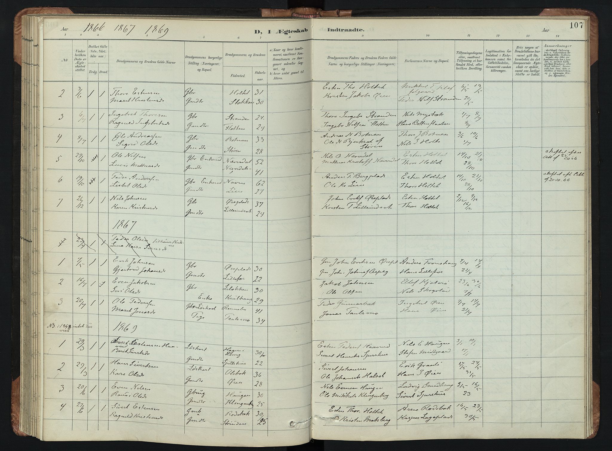 Kvikne prestekontor, AV/SAH-PREST-064/H/Ha/Hab/L0002: Klokkerbok nr. 2, 1859-1901, s. 107