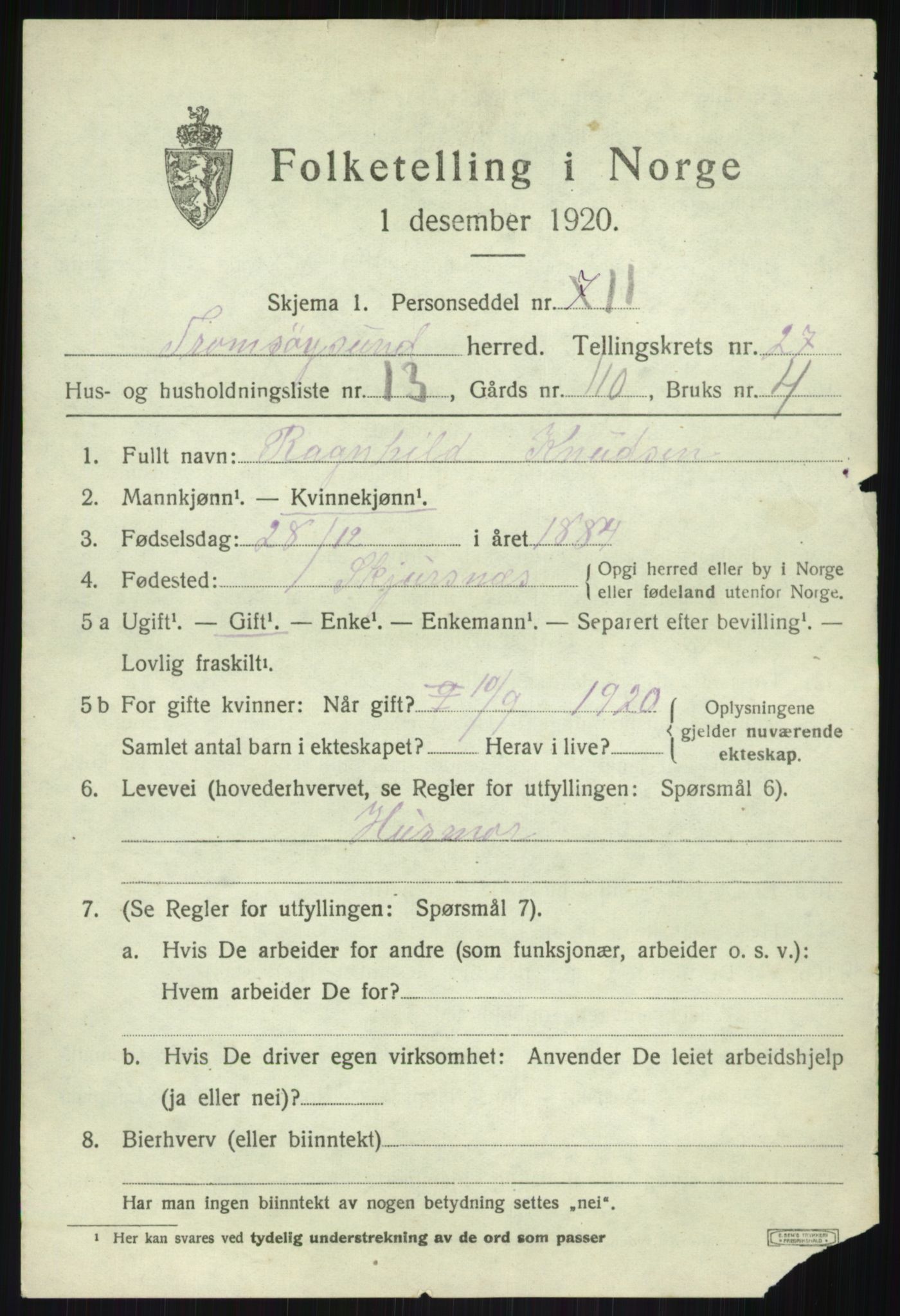 SATØ, Folketelling 1920 for 1934 Tromsøysund herred, 1920, s. 12706