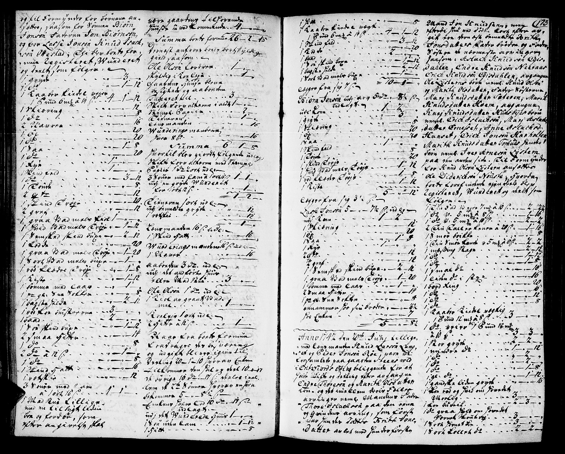 Romsdal sorenskriveri, AV/SAT-A-4149/1/3/3A/L0007: Skifteprotokoll, 1740-1751, s. 172b-173a