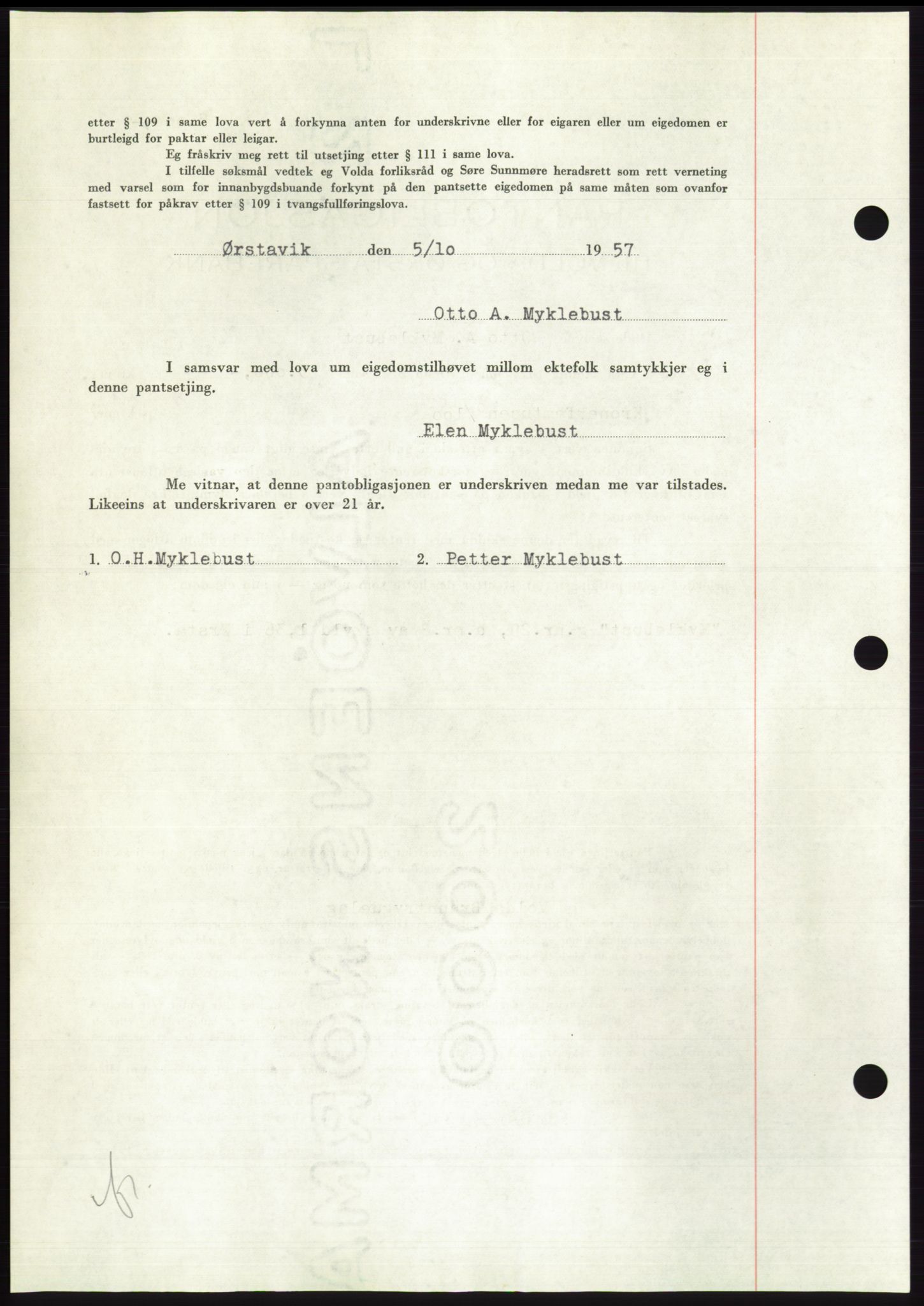 Søre Sunnmøre sorenskriveri, AV/SAT-A-4122/1/2/2C/L0130: Pantebok nr. 18B, 1957-1958, Dagboknr: 2410/1957