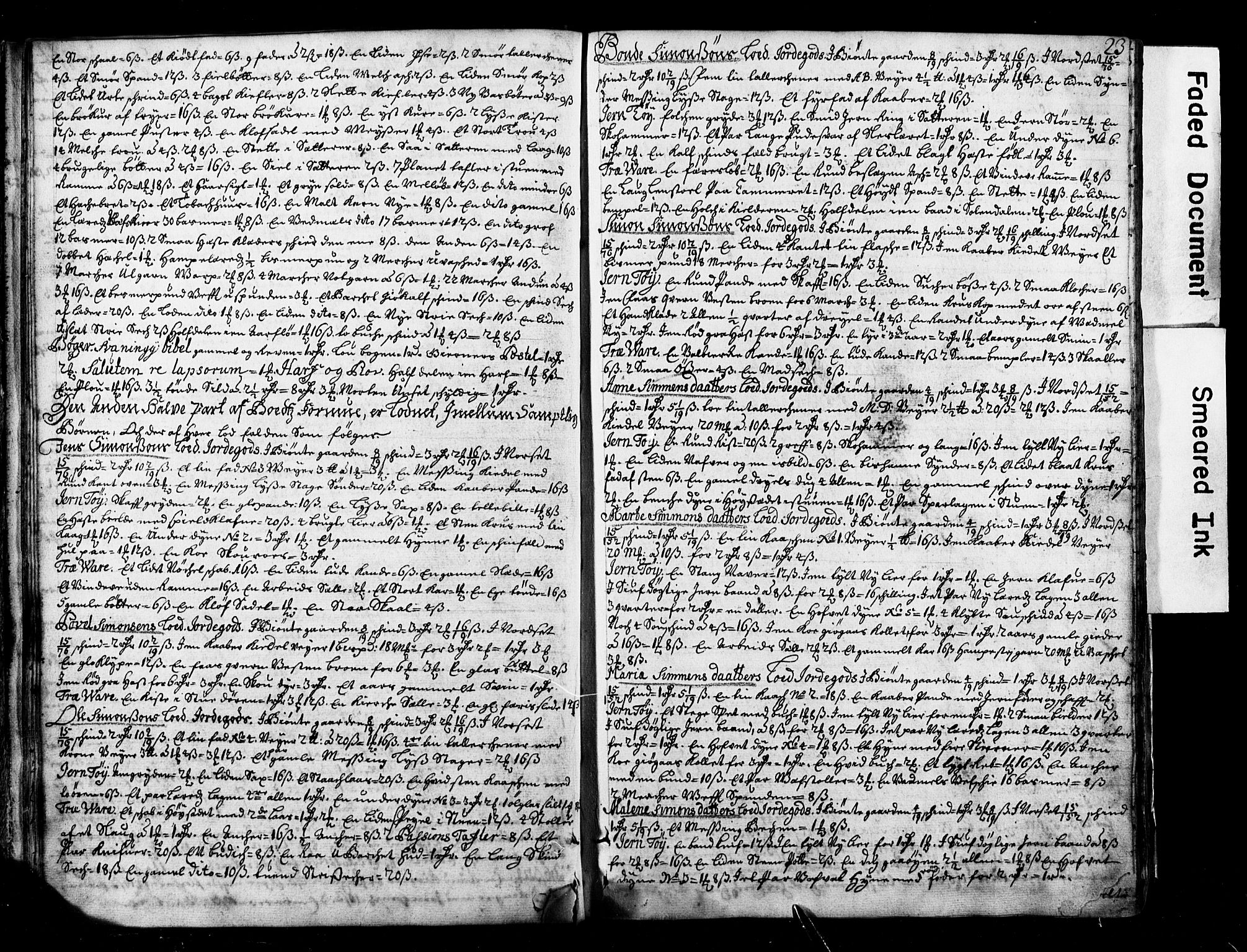 Østerdalens prosti, AV/SAH-PROST-028/G/Ga/L0001: Skifteprotokoll, geistlige skifter, 1696-1779, s. 22b-23a