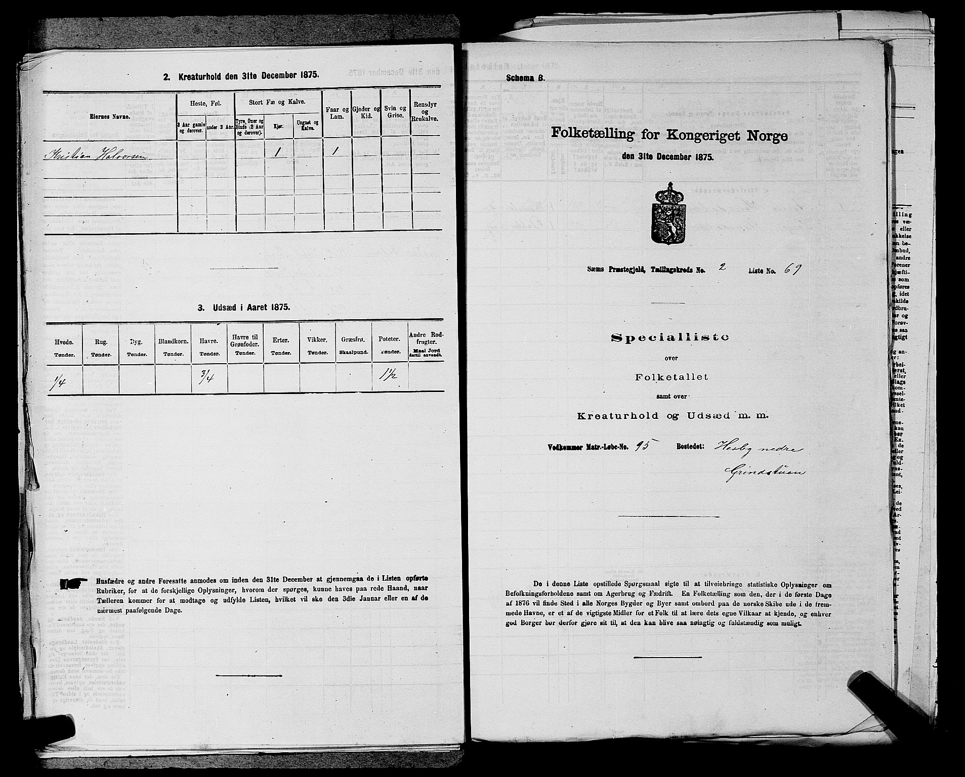 SAKO, Folketelling 1875 for 0721P Sem prestegjeld, 1875, s. 361