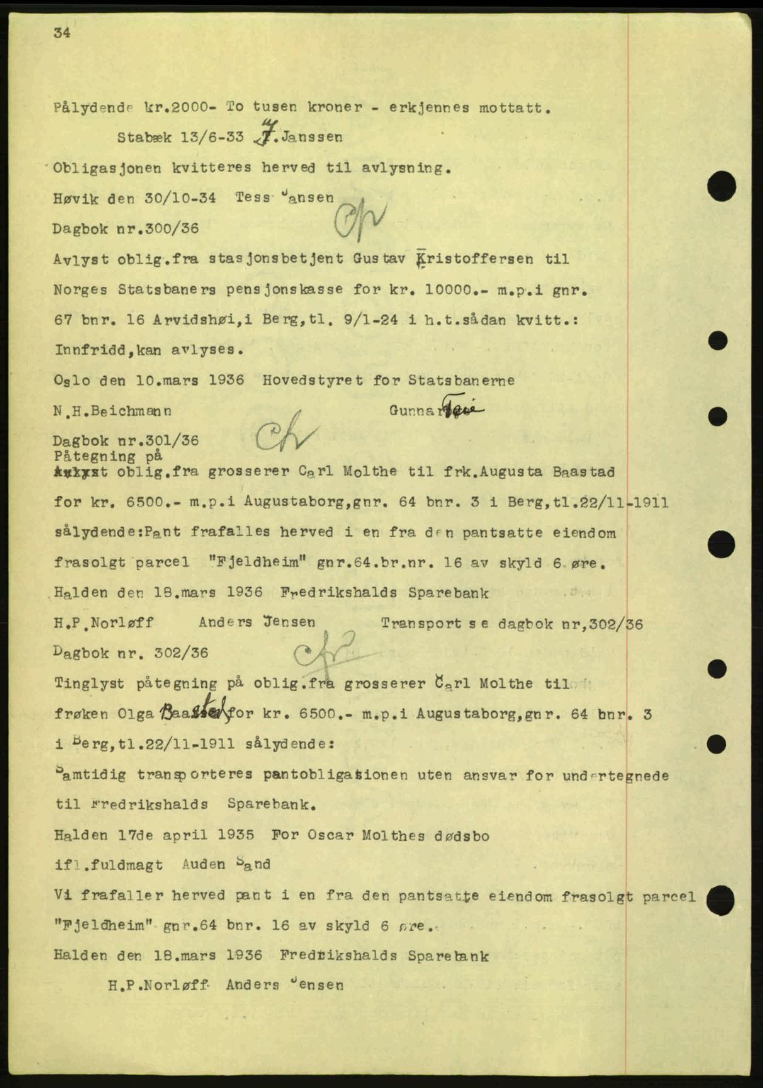 Idd og Marker sorenskriveri, AV/SAO-A-10283/G/Gb/Gbc/L0001: Pantebok nr. B1-3, 1936-1939, Dagboknr: 293/1936