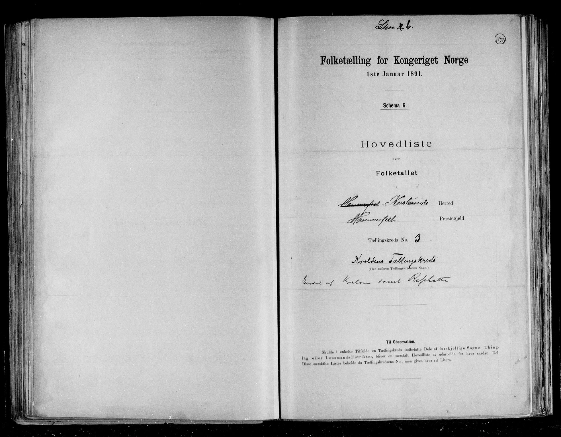 RA, Folketelling 1891 for 2017 Kvalsund herred, 1891, s. 4
