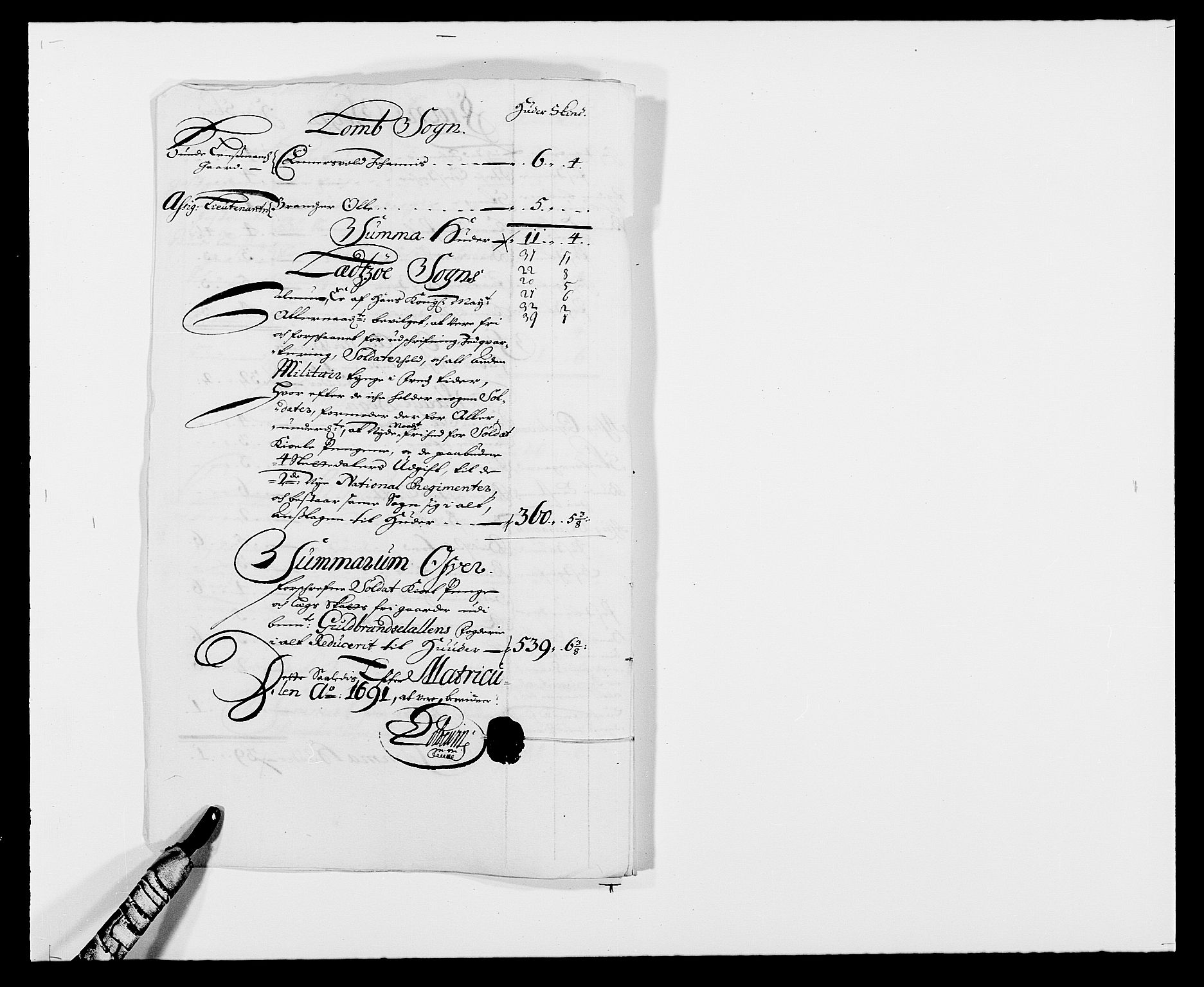Rentekammeret inntil 1814, Reviderte regnskaper, Fogderegnskap, AV/RA-EA-4092/R17/L1165: Fogderegnskap Gudbrandsdal, 1690-1692, s. 330