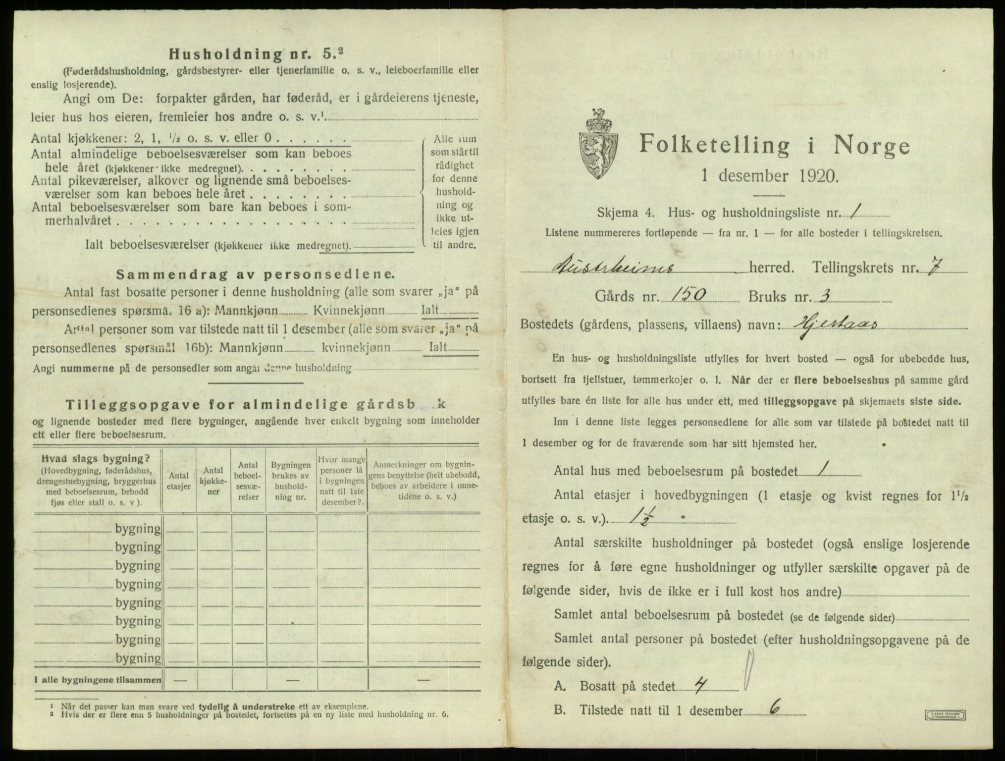 SAB, Folketelling 1920 for 1264 Austrheim herred, 1920, s. 339