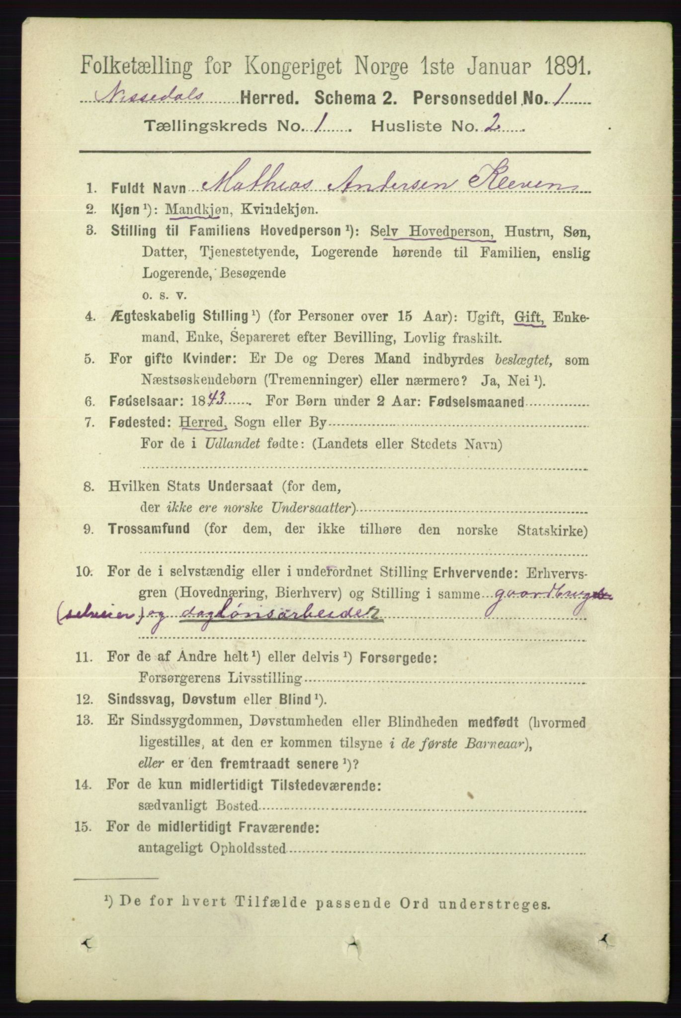 RA, Folketelling 1891 for 0830 Nissedal herred, 1891, s. 67