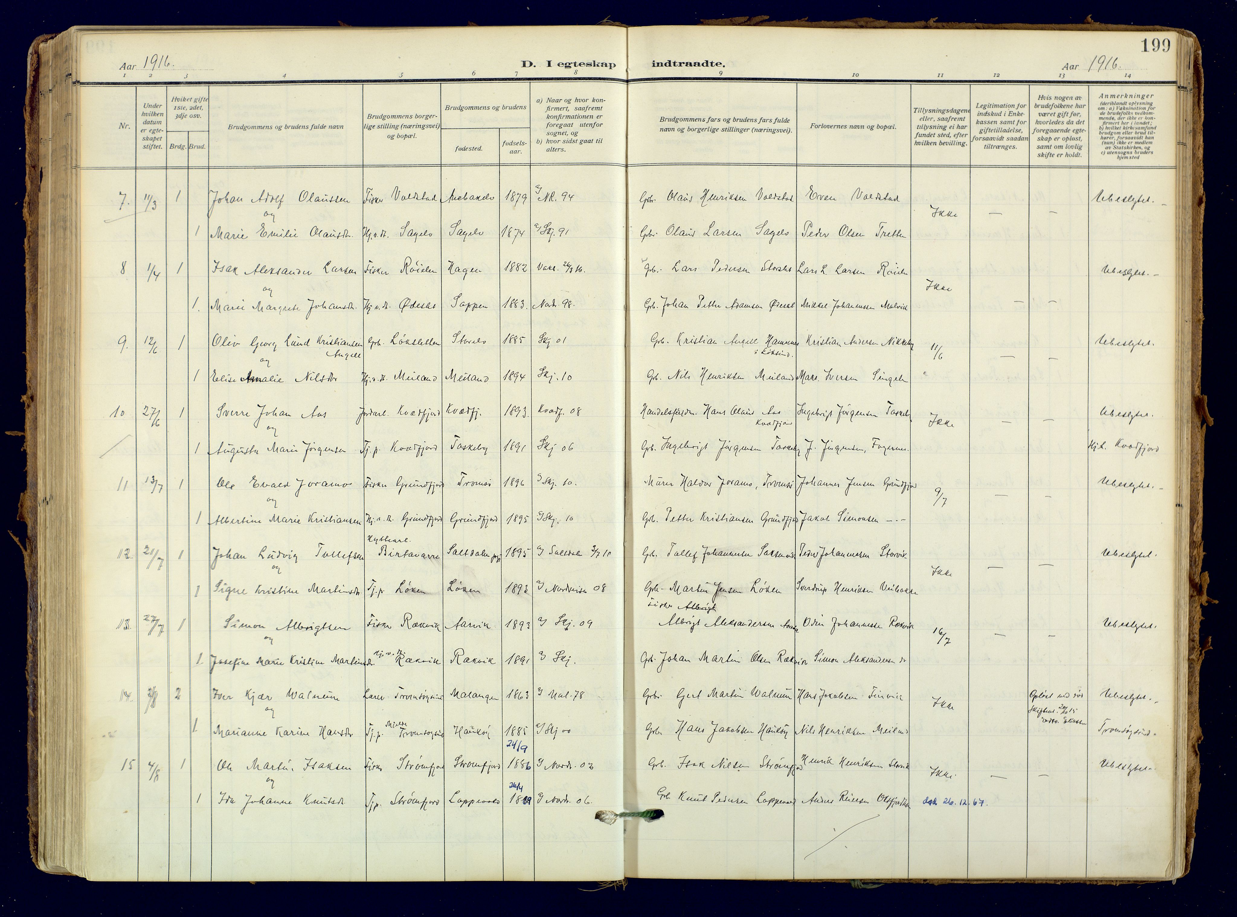 Skjervøy sokneprestkontor, AV/SATØ-S-1300/H/Ha/Haa: Ministerialbok nr. 18, 1910-1926, s. 199