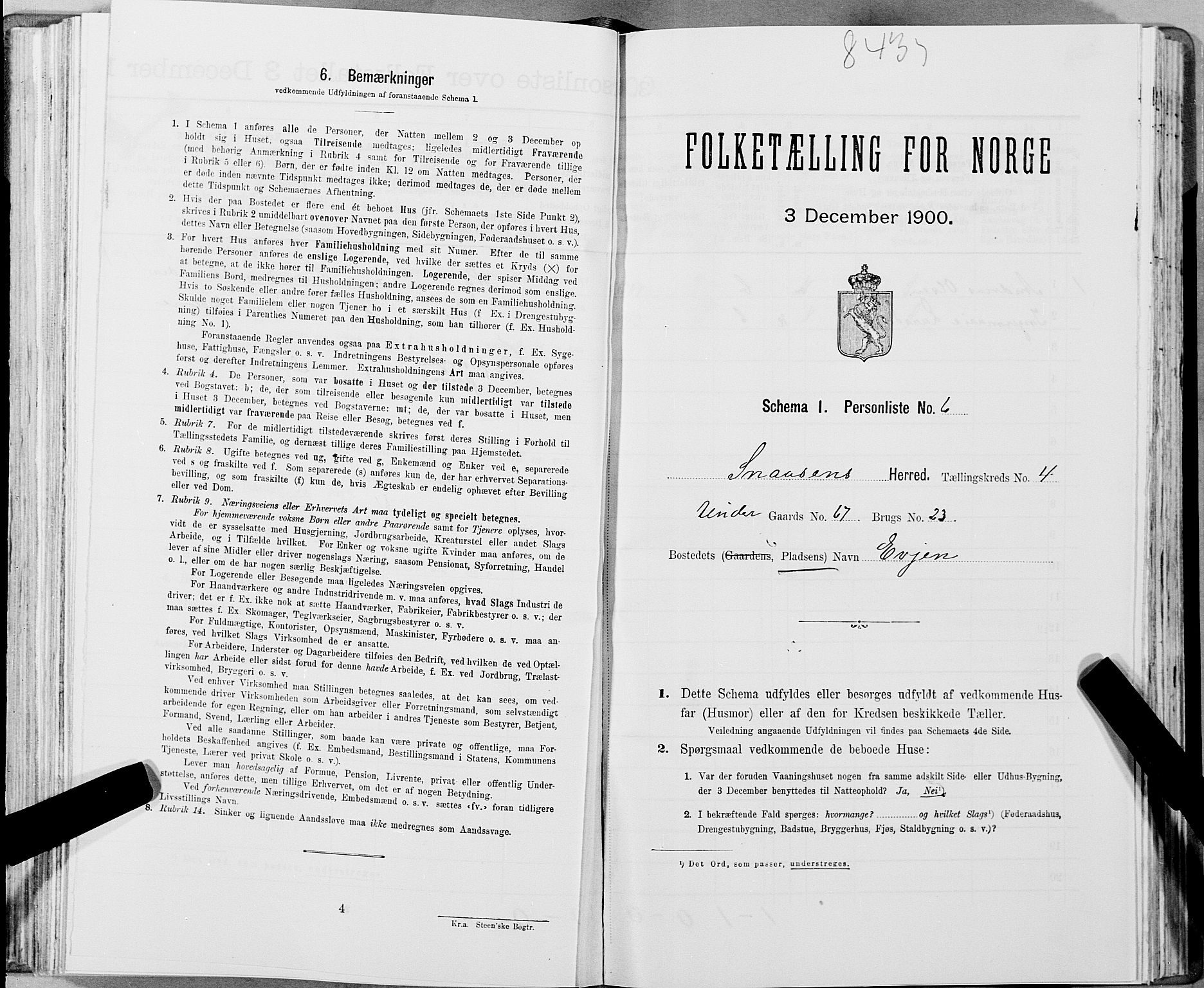 SAT, Folketelling 1900 for 1736 Snåsa herred, 1900, s. 855