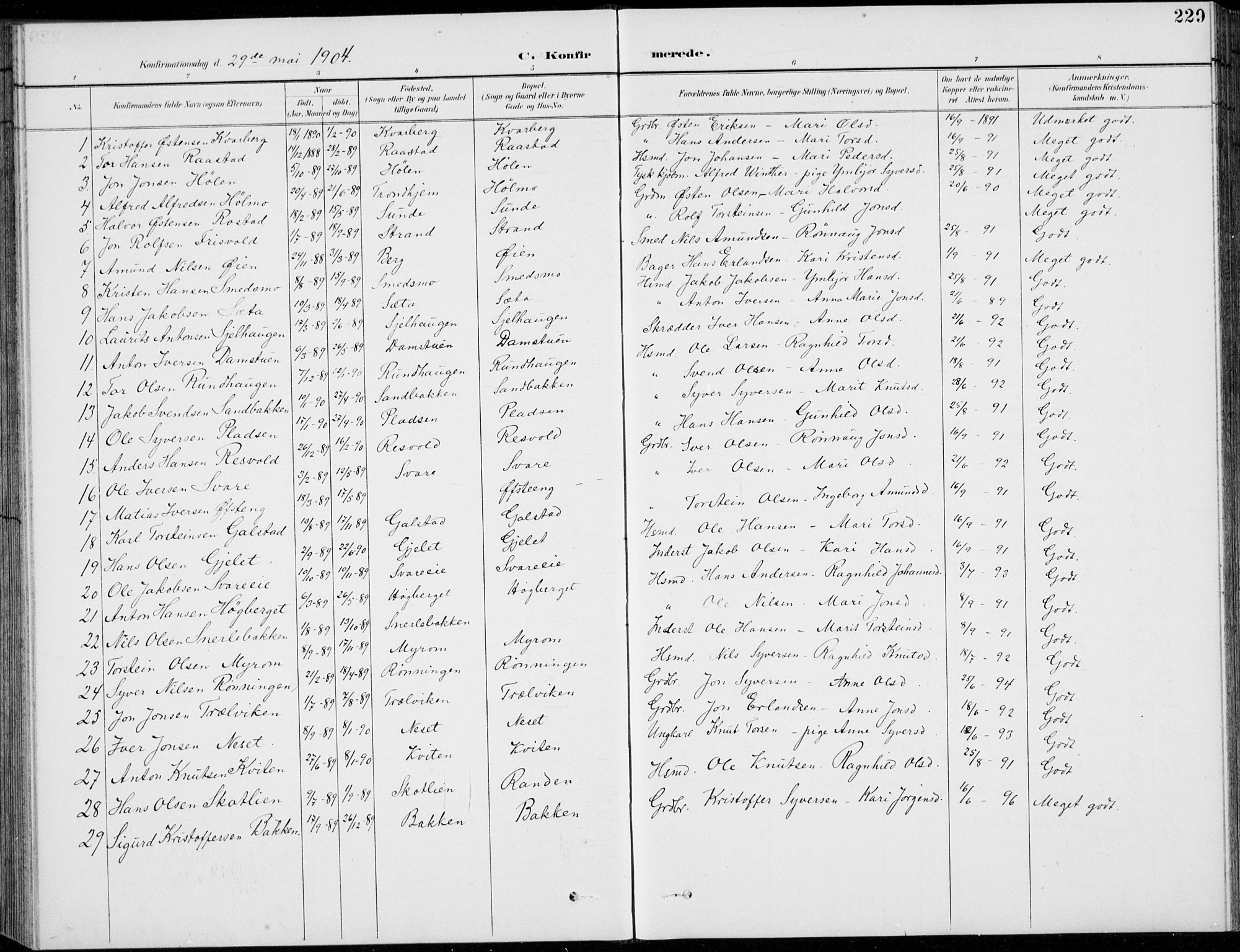 Vågå prestekontor, AV/SAH-PREST-076/H/Ha/Hab/L0002: Klokkerbok nr. 2, 1894-1939, s. 229