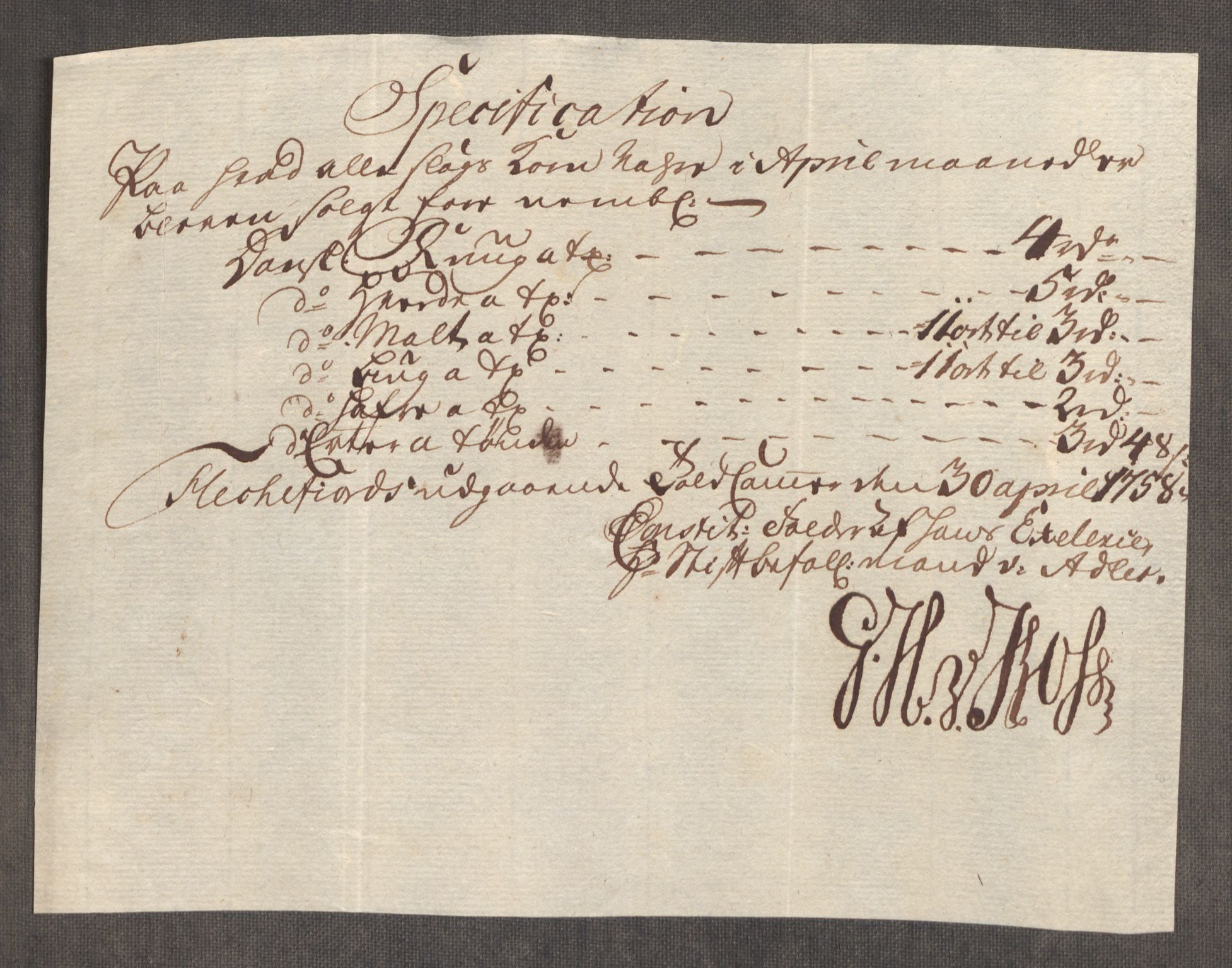 Rentekammeret inntil 1814, Realistisk ordnet avdeling, AV/RA-EA-4070/Oe/L0006: [Ø1]: Priskuranter, 1758-1760, s. 301
