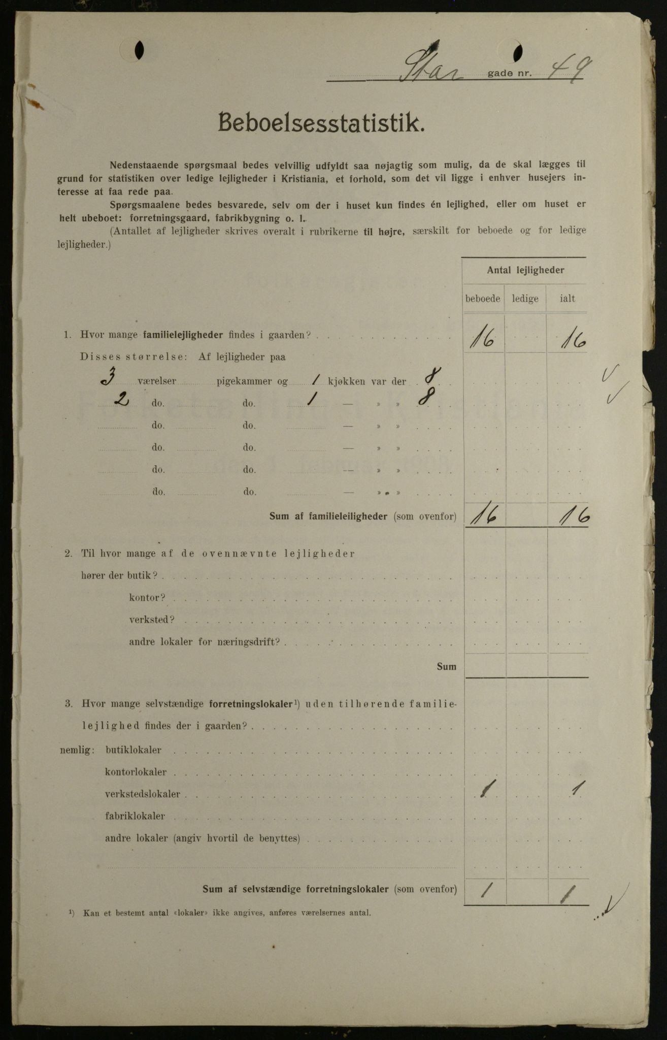 OBA, Kommunal folketelling 1.2.1908 for Kristiania kjøpstad, 1908, s. 93020