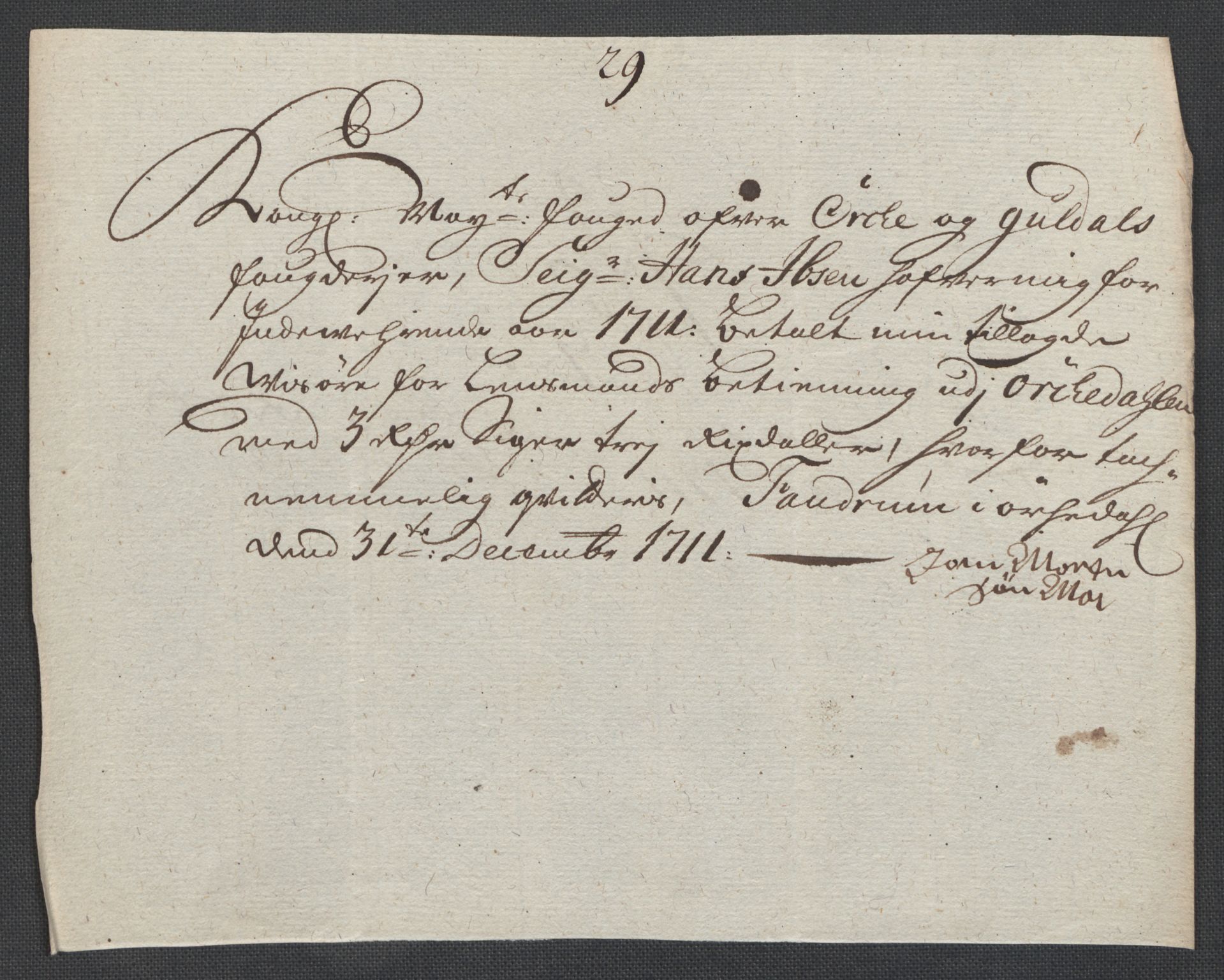 Rentekammeret inntil 1814, Reviderte regnskaper, Fogderegnskap, AV/RA-EA-4092/R60/L3962: Fogderegnskap Orkdal og Gauldal, 1711, s. 249