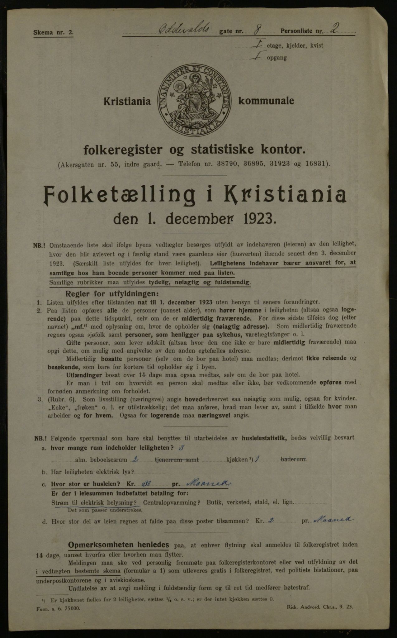 OBA, Kommunal folketelling 1.12.1923 for Kristiania, 1923, s. 81755